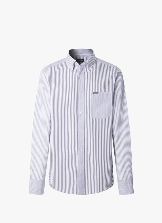 Chemise à rayures en coton | Bleu by FACONNABLE Chemise à rayures en coton Bleu