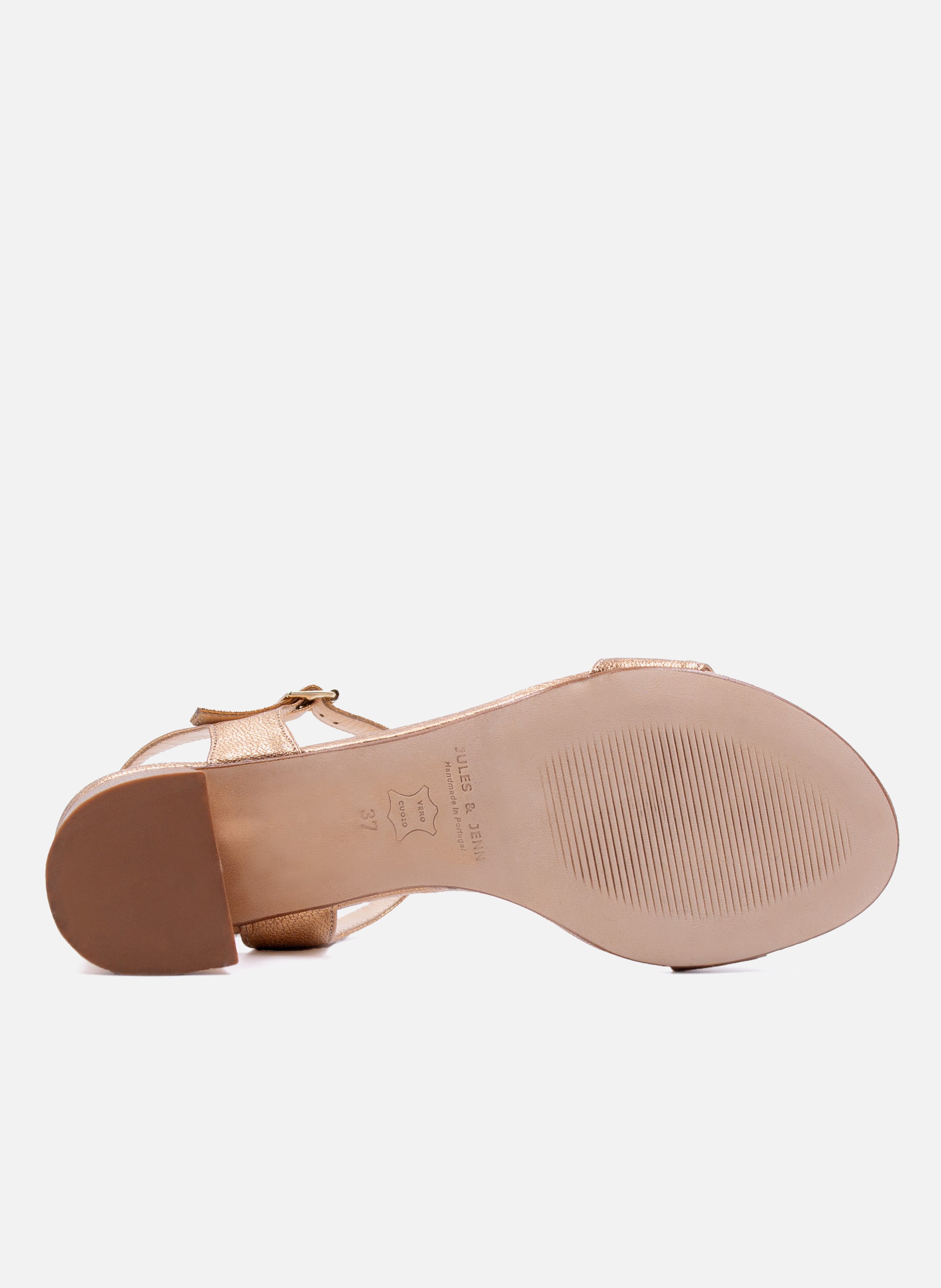 Sandales moyen talon cuir métalisé JULES & JENN Rose