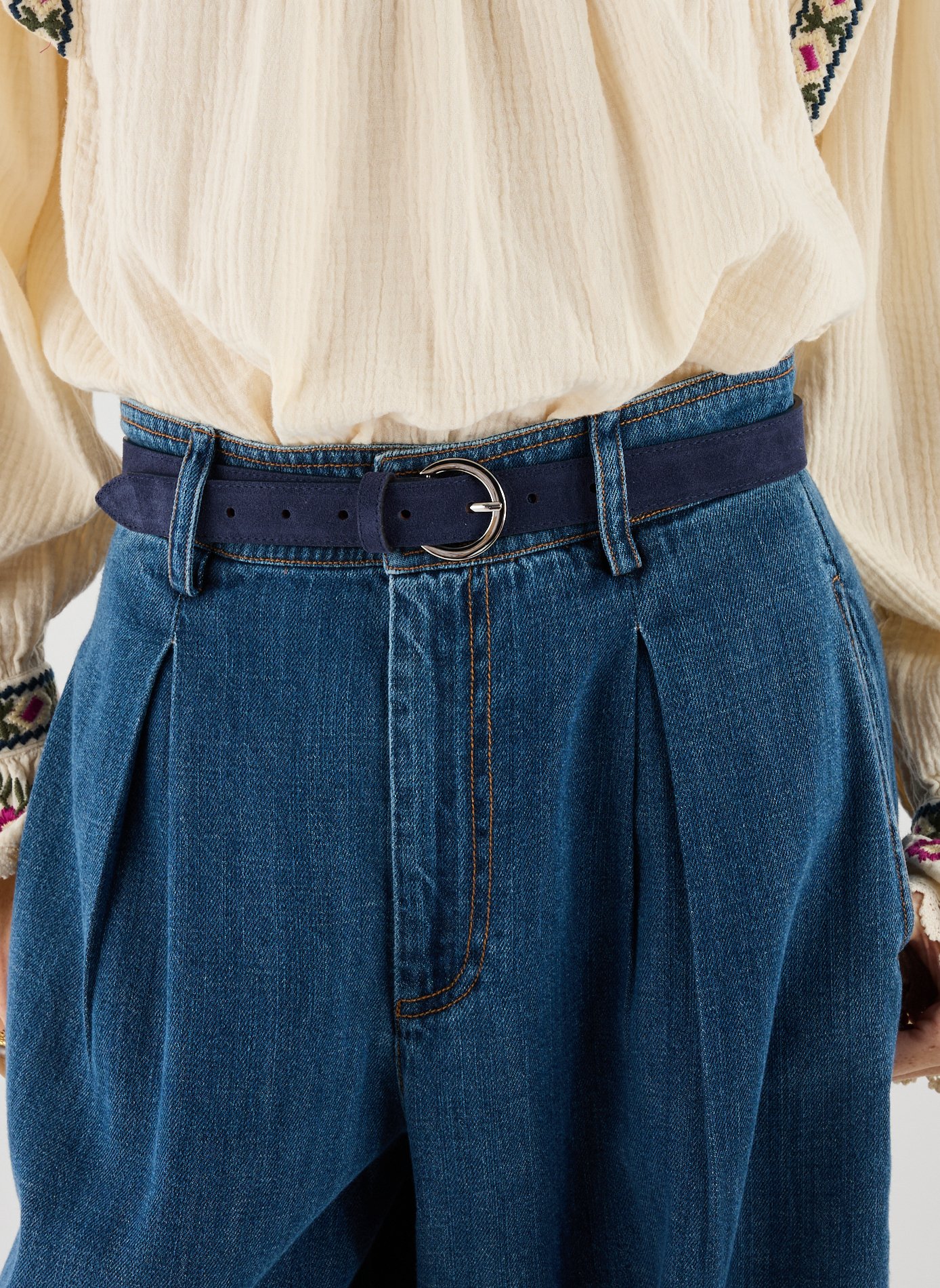 Ceinture en cuir suédé SAISON 1865 Bleu