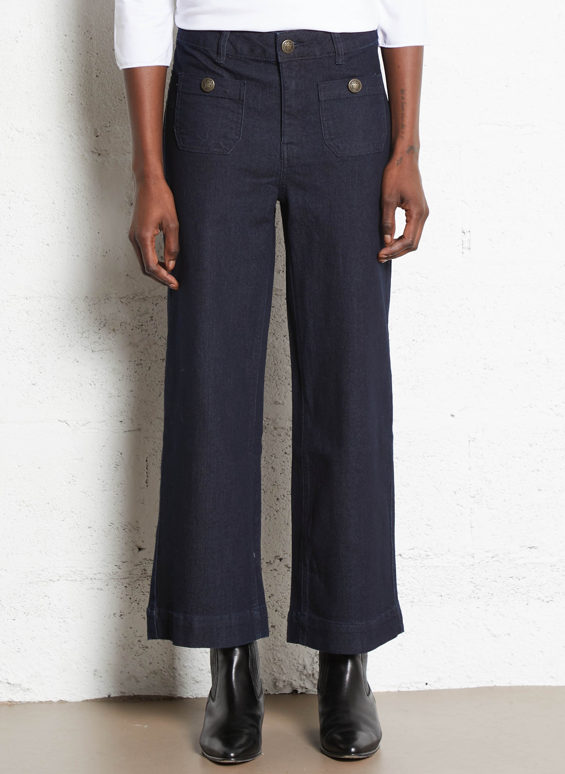 Jean cropped en coton mélangé mae MAISON 123 Bleu