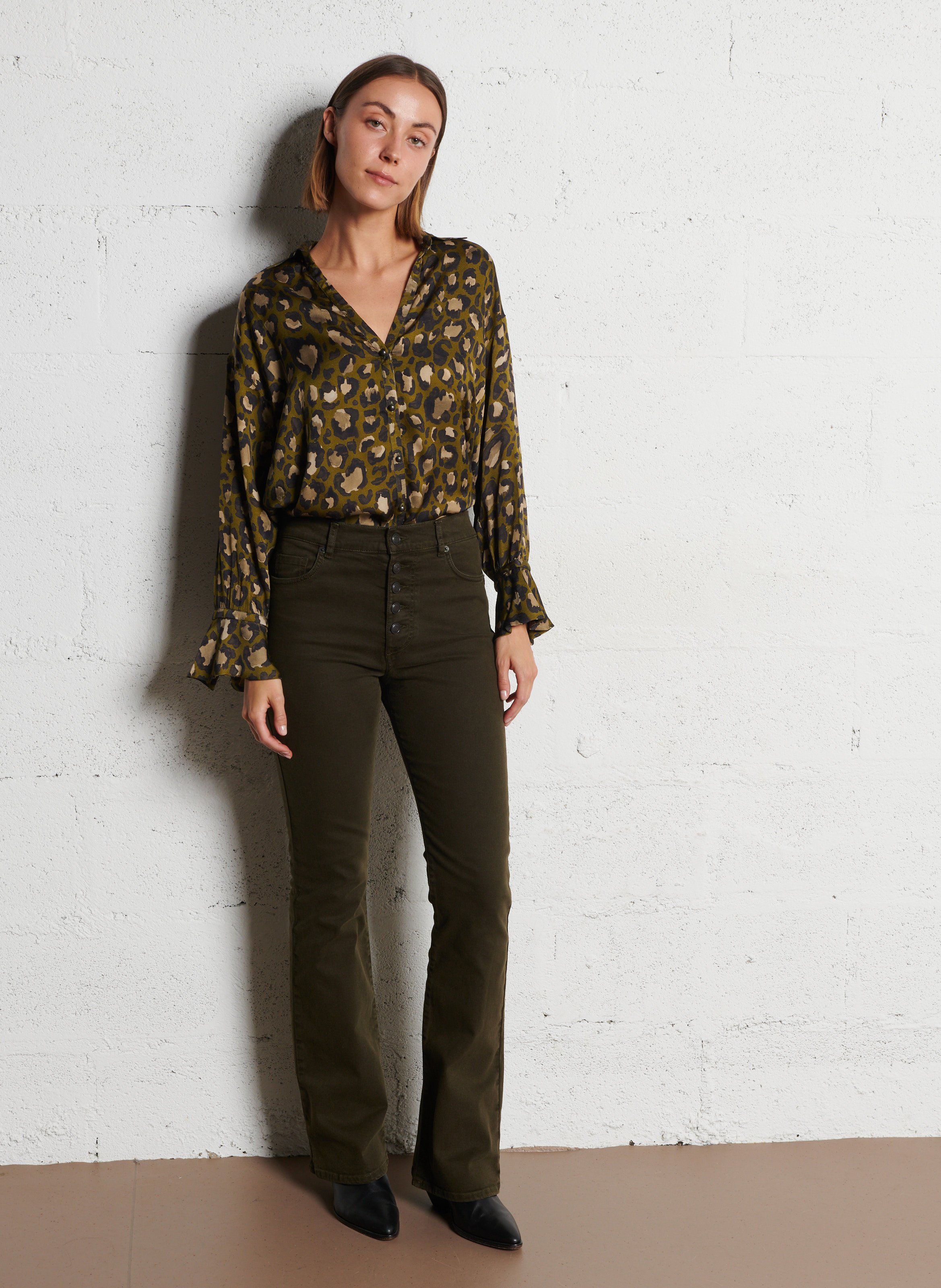 Chemise col classique IKKS Kaki