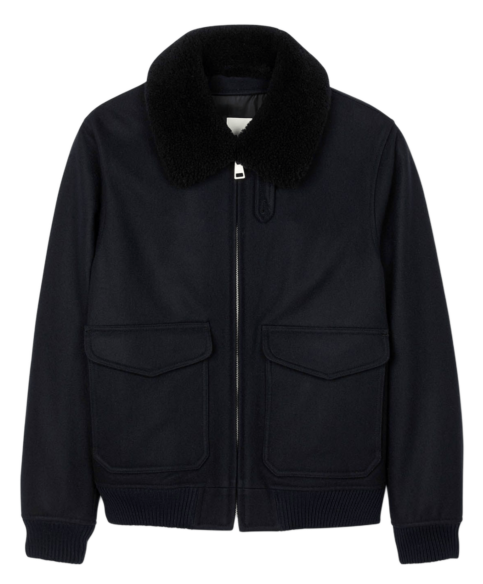 Blouson col mouton SANDRO Bleu