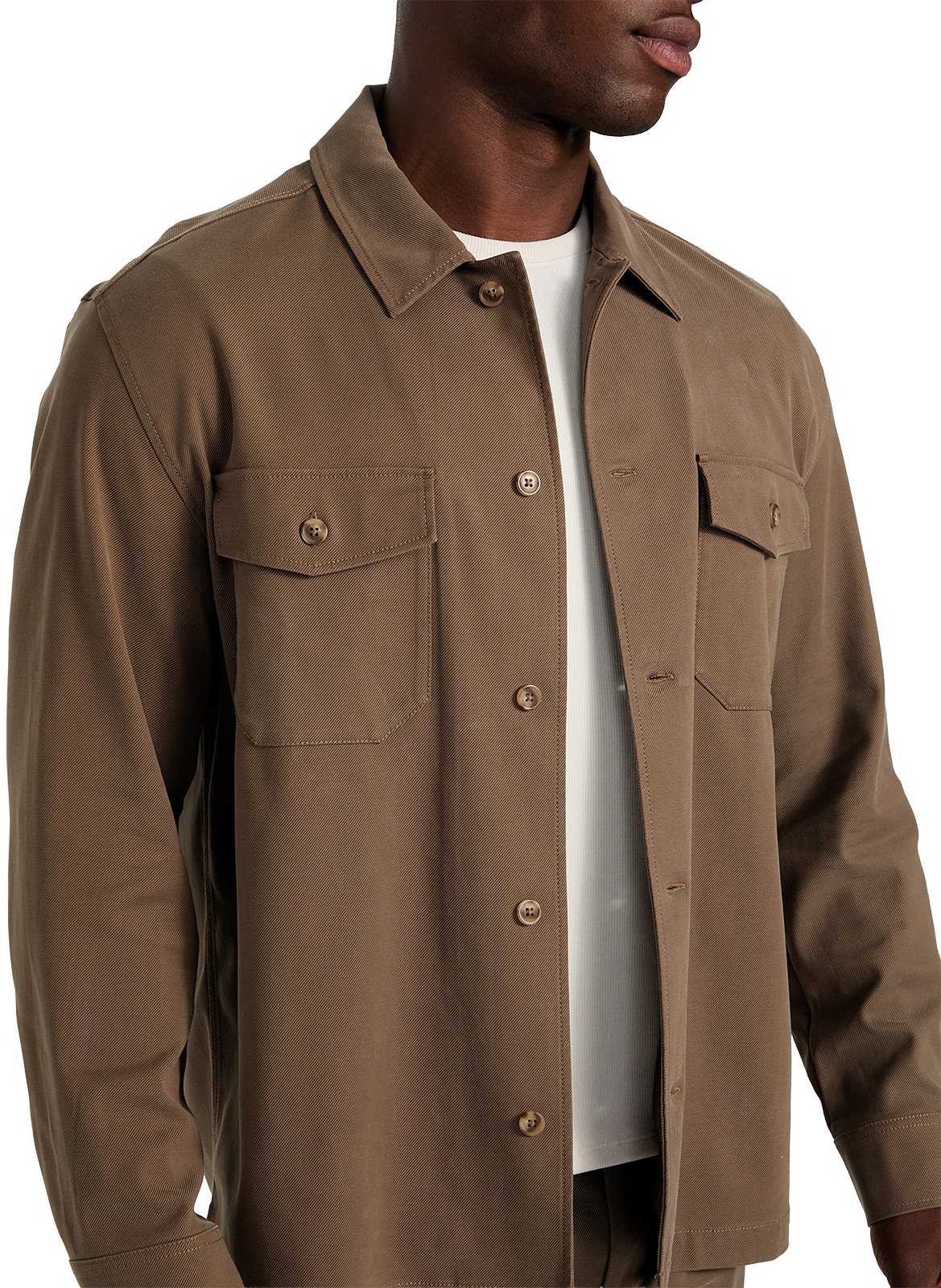 Chemise droite à poches GUESS Marron