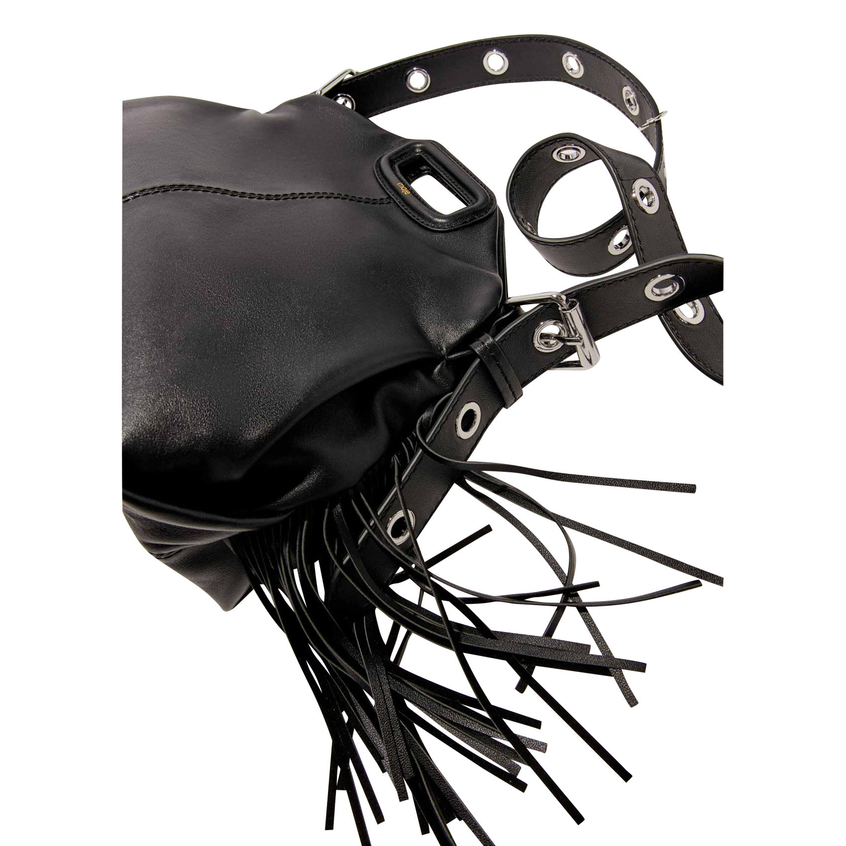 Sac bandoulière en cuir lisse miss m MAJE Noir