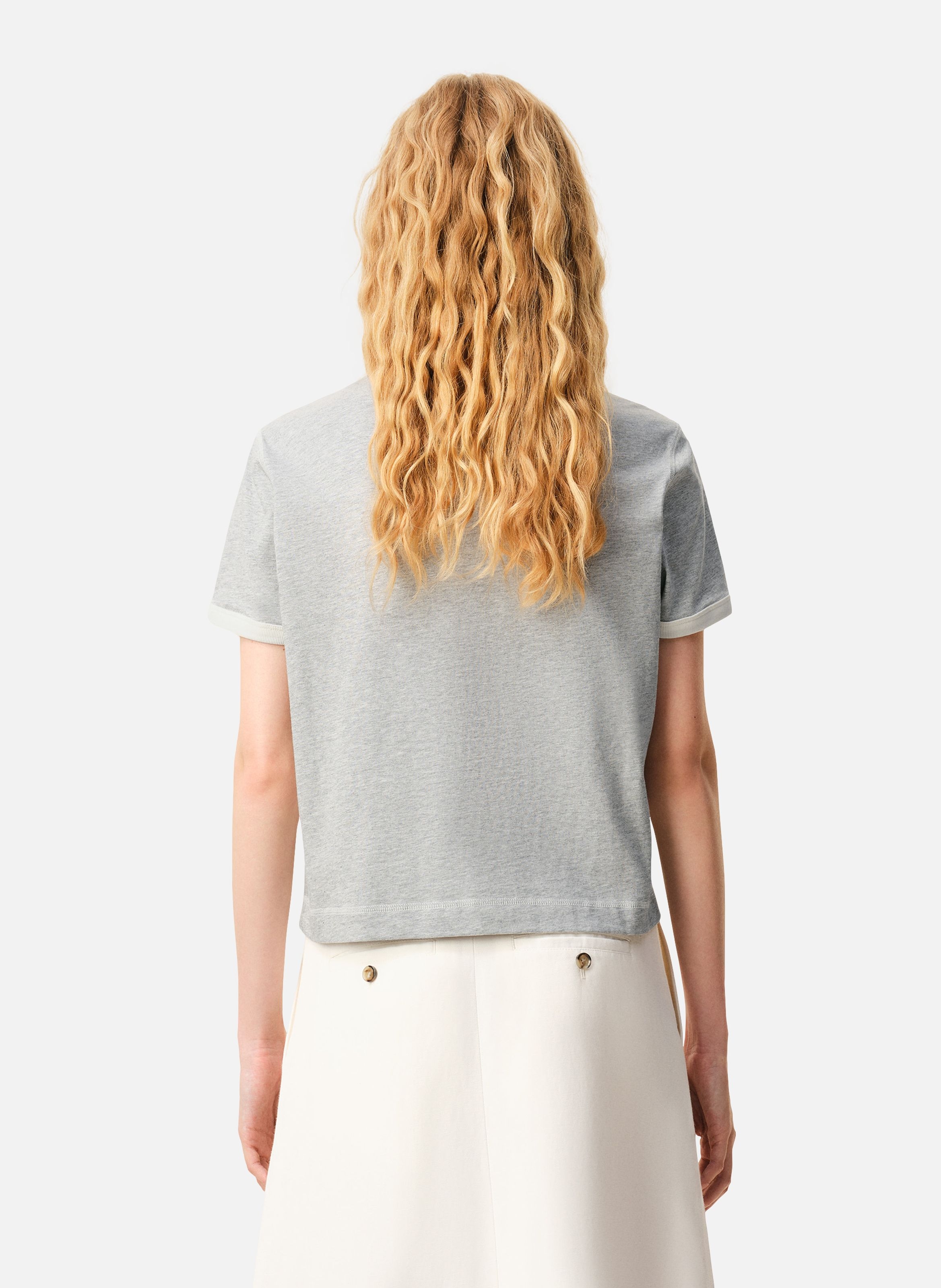 T-shirt empiècement ami paris en crochet unisexe en coton AMI PARIS Gris