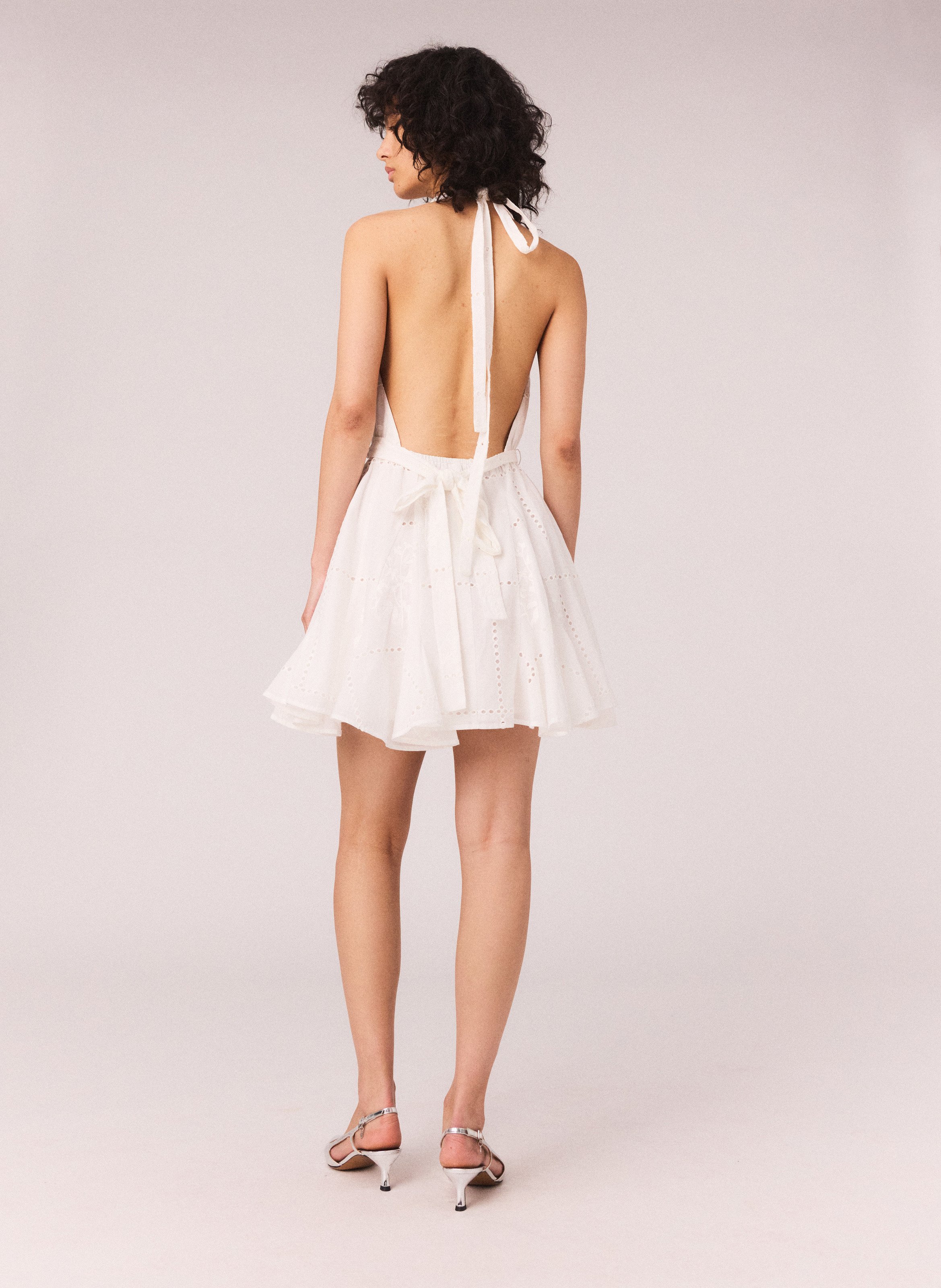 Robe courte en coton brodé MAJE Blanc