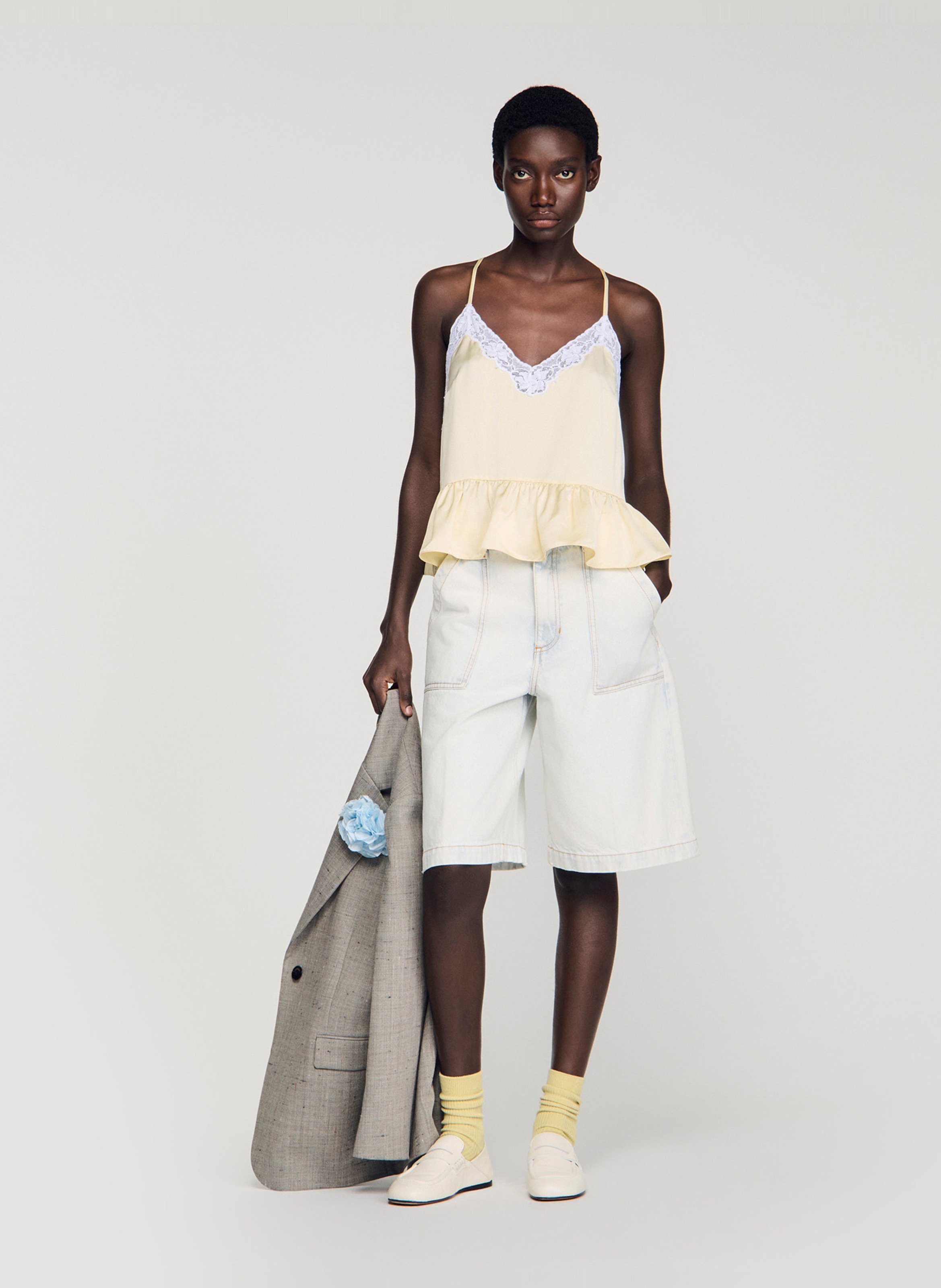 Caraco droit en satin SANDRO Jaune