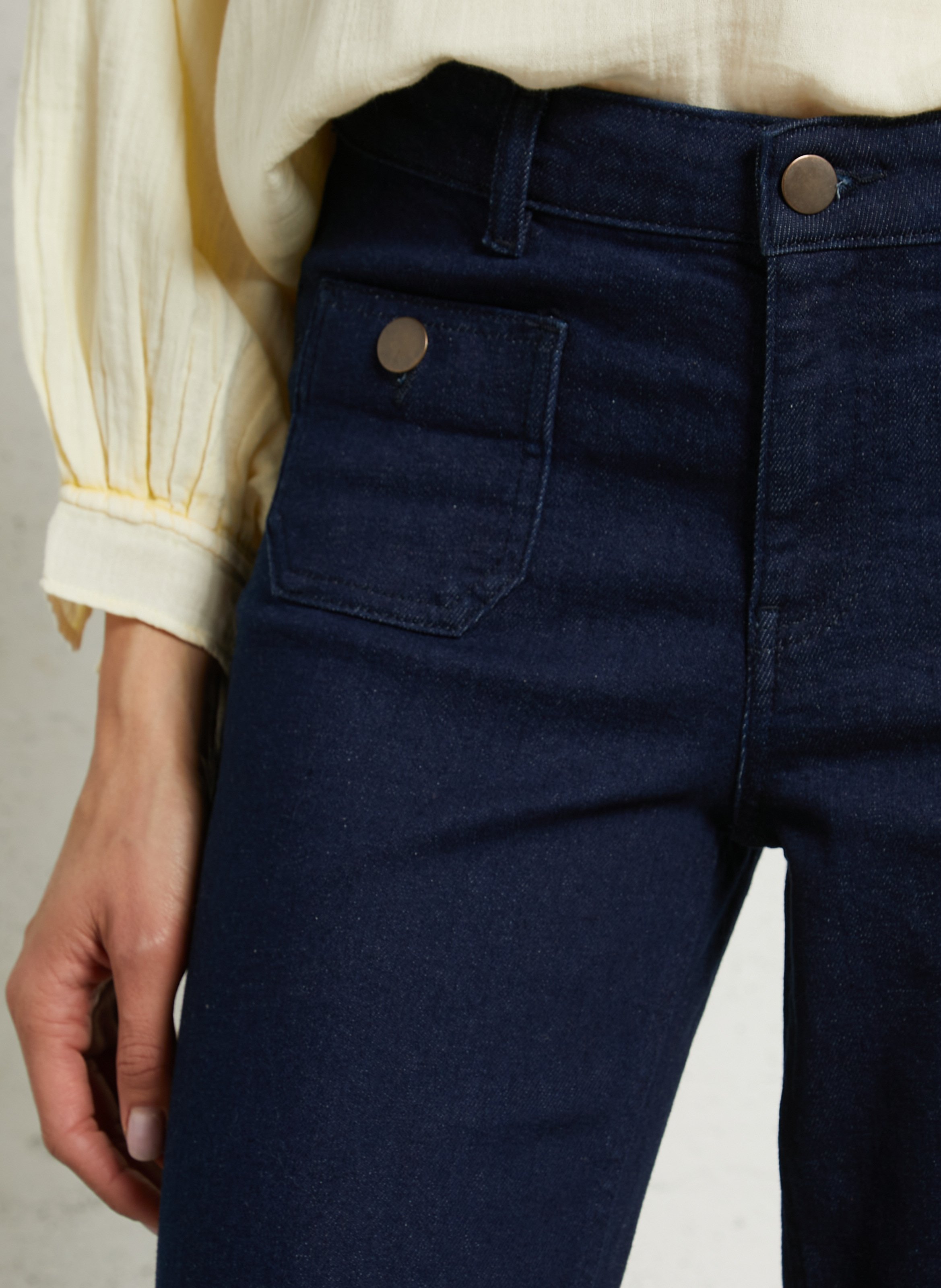 Jean droit taille mi haute uni anais MAISON 123 Bleu