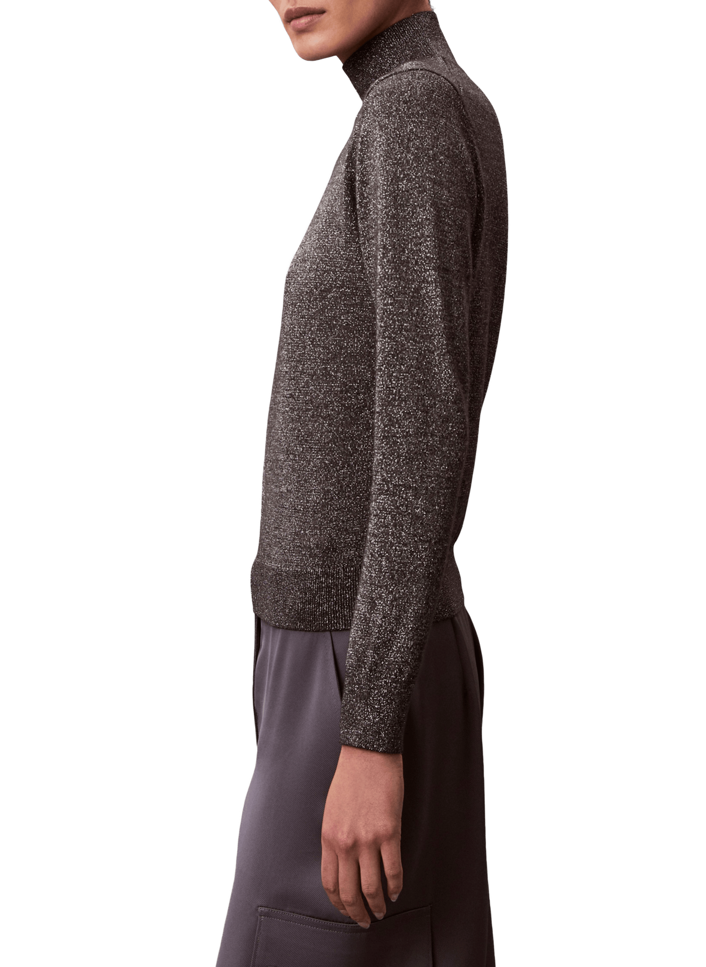 Pull uni à col montant CALVIN KLEIN Gris