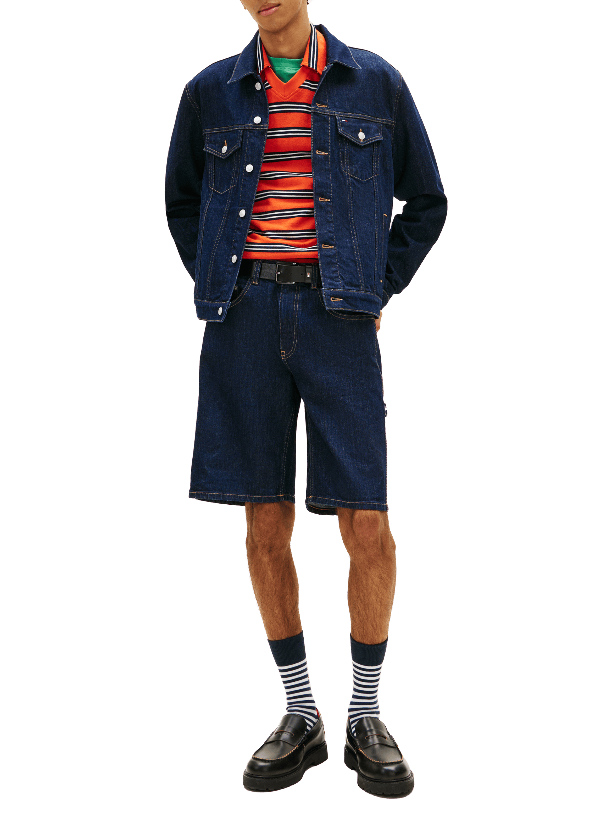 Straight cotton denim Bermuda shorts TOMMY HILFIGER Blue