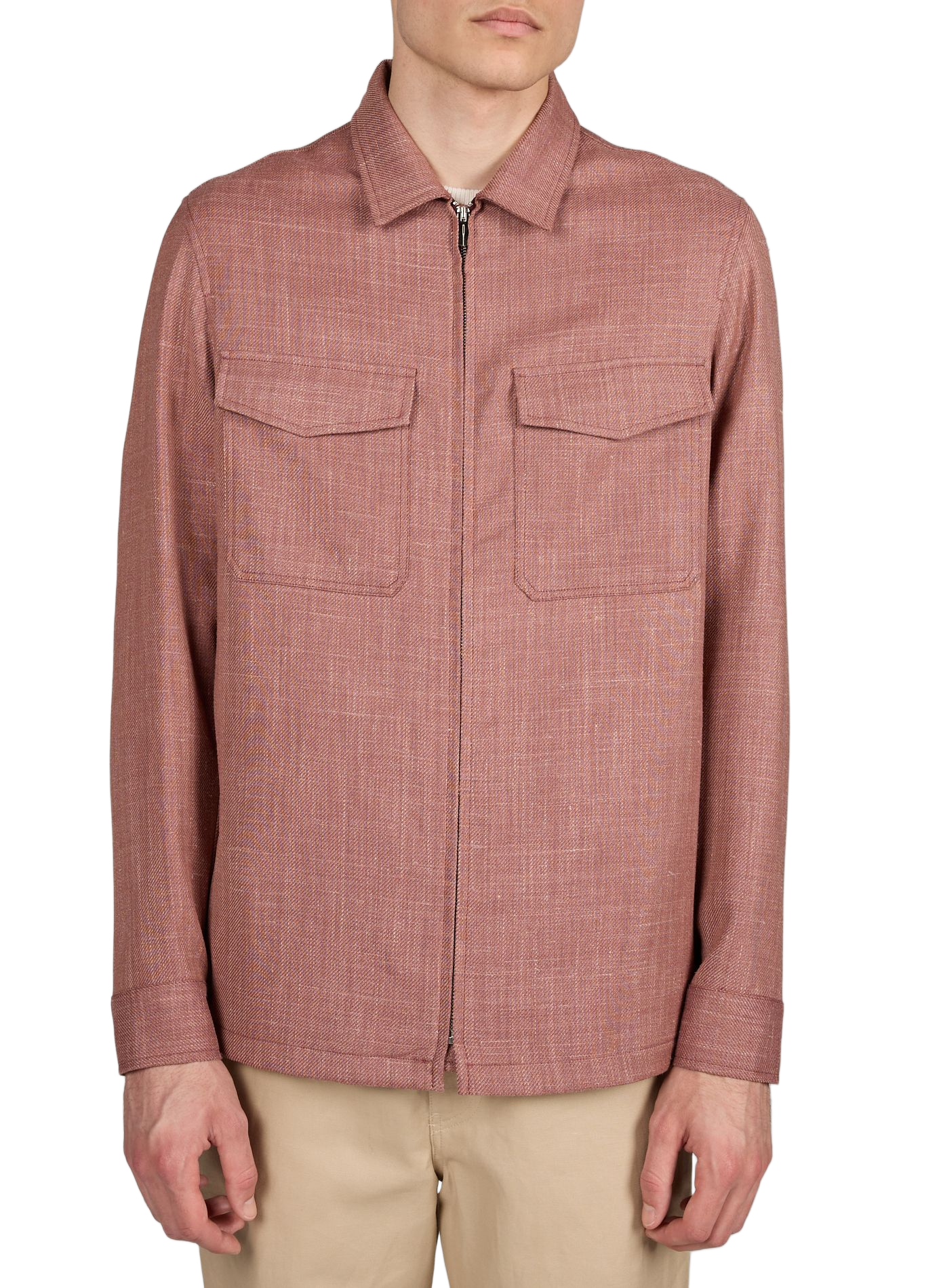 Veste légère droite en laine soie et lin CRUNA Vert