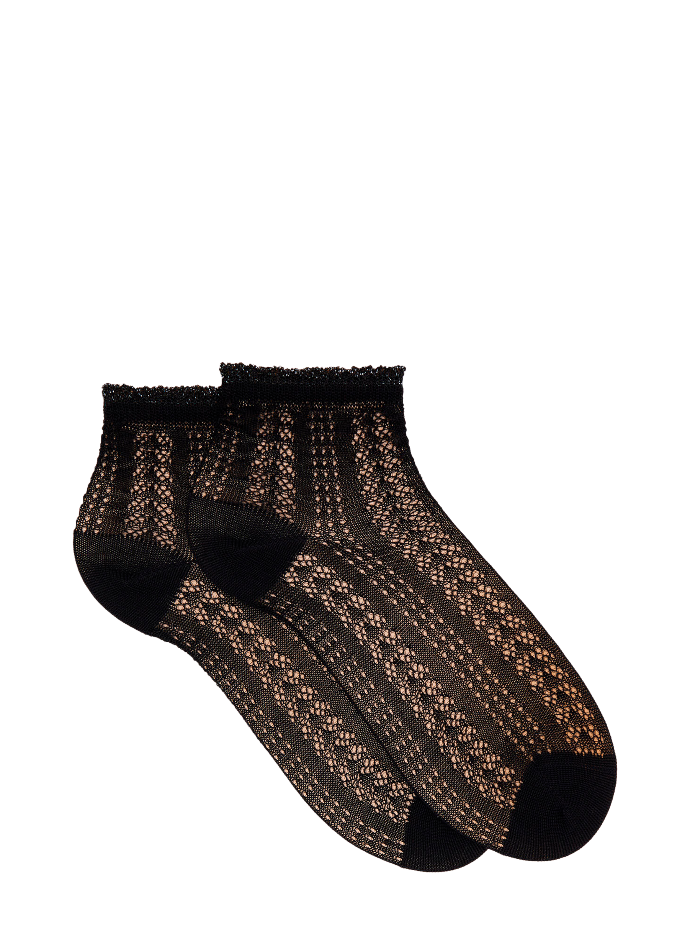 Socquettes ajourées en fil d'Écosse en coton mélangé DORÉ DORÉ Noir