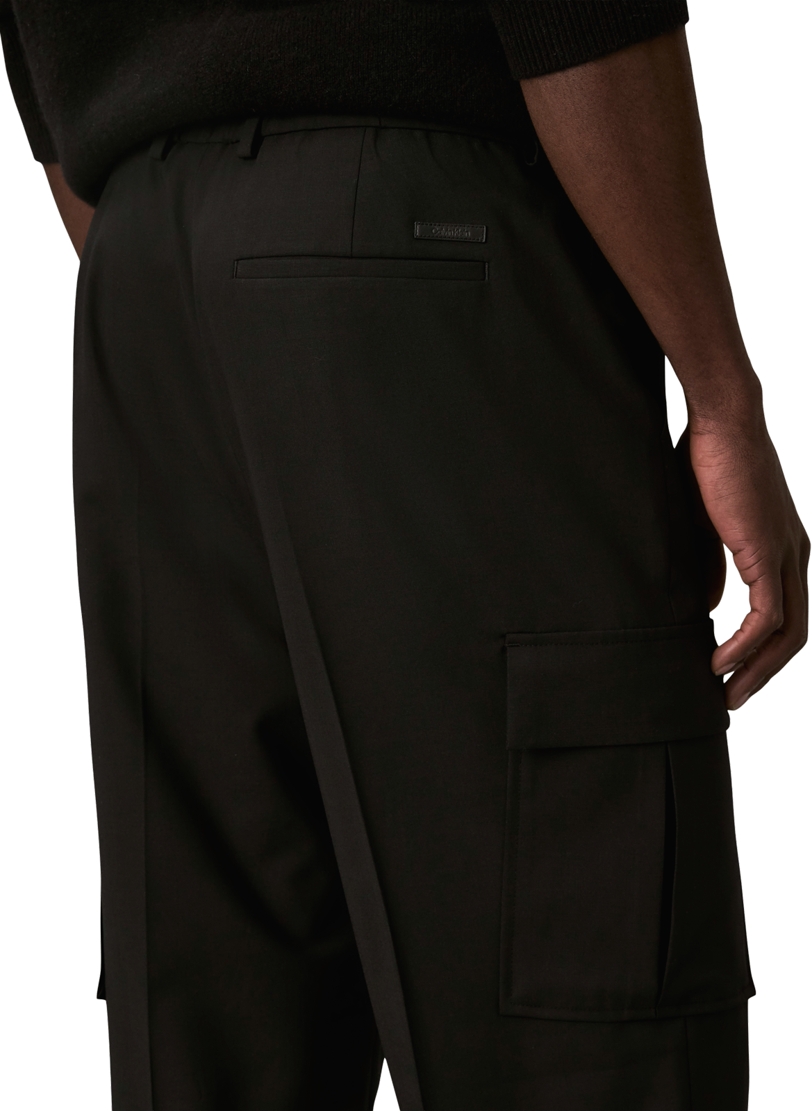 Recht cargo broek van Bengaline in gemengde wol CALVIN KLEIN Zwart