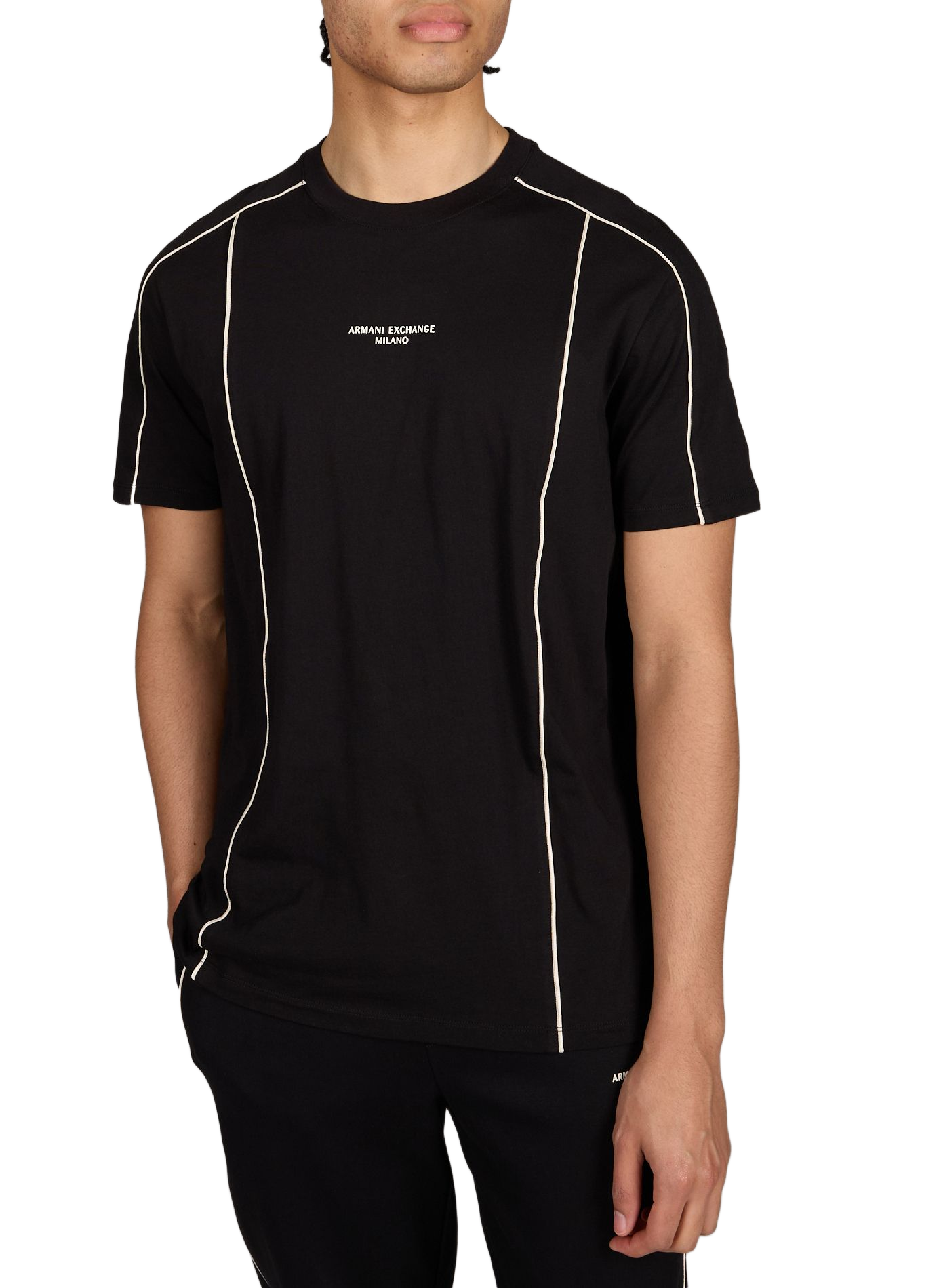 T-shirt col rond en coton ARMANI EXCHANGE Noir