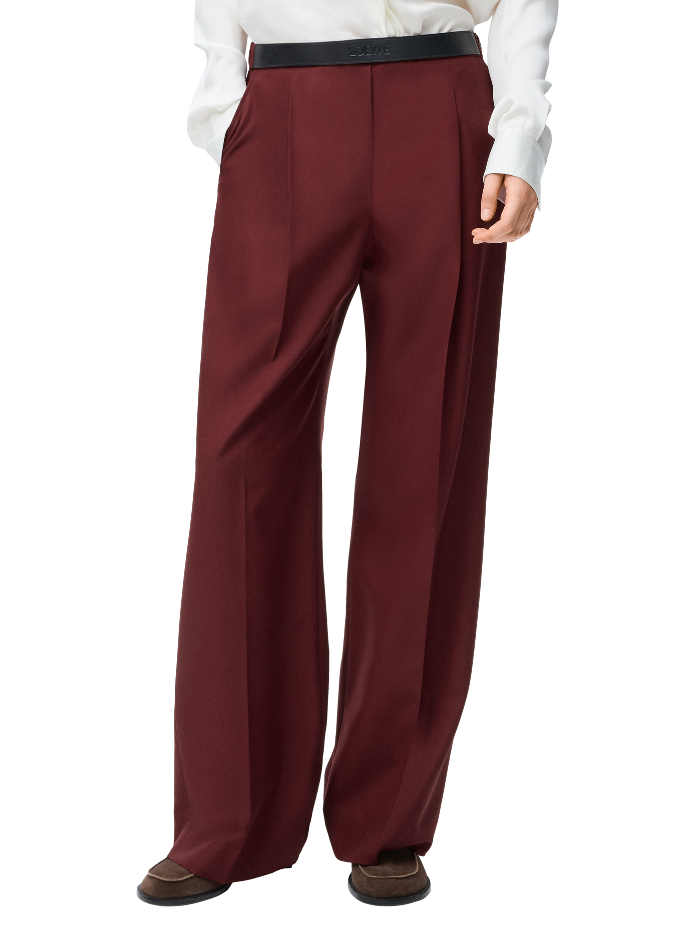 Pantalon large tailleur en laine LOEWE Rouge