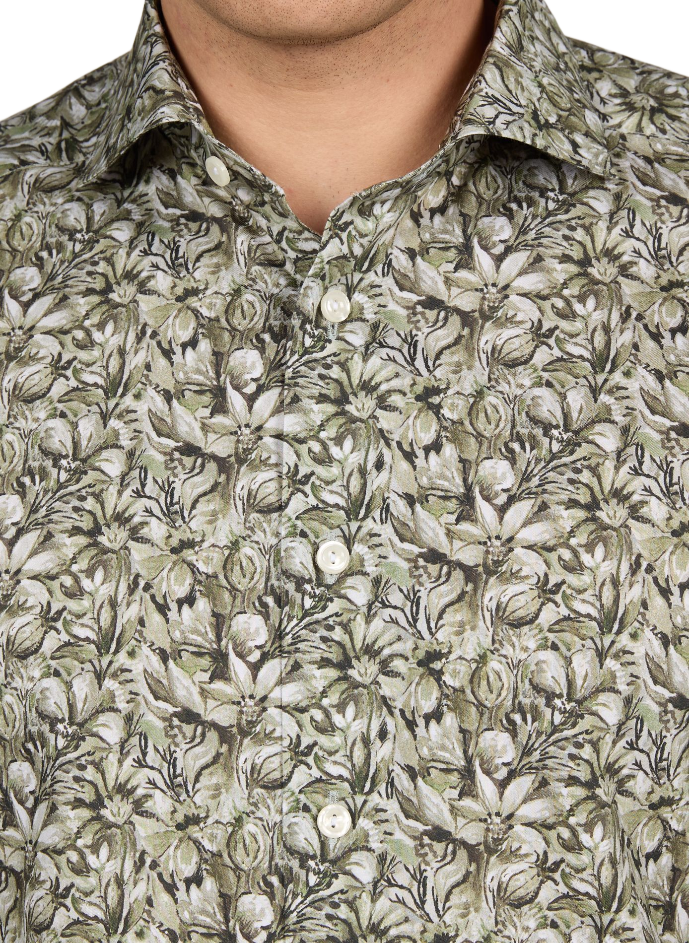 Chemise slim en coton ETON Kaki