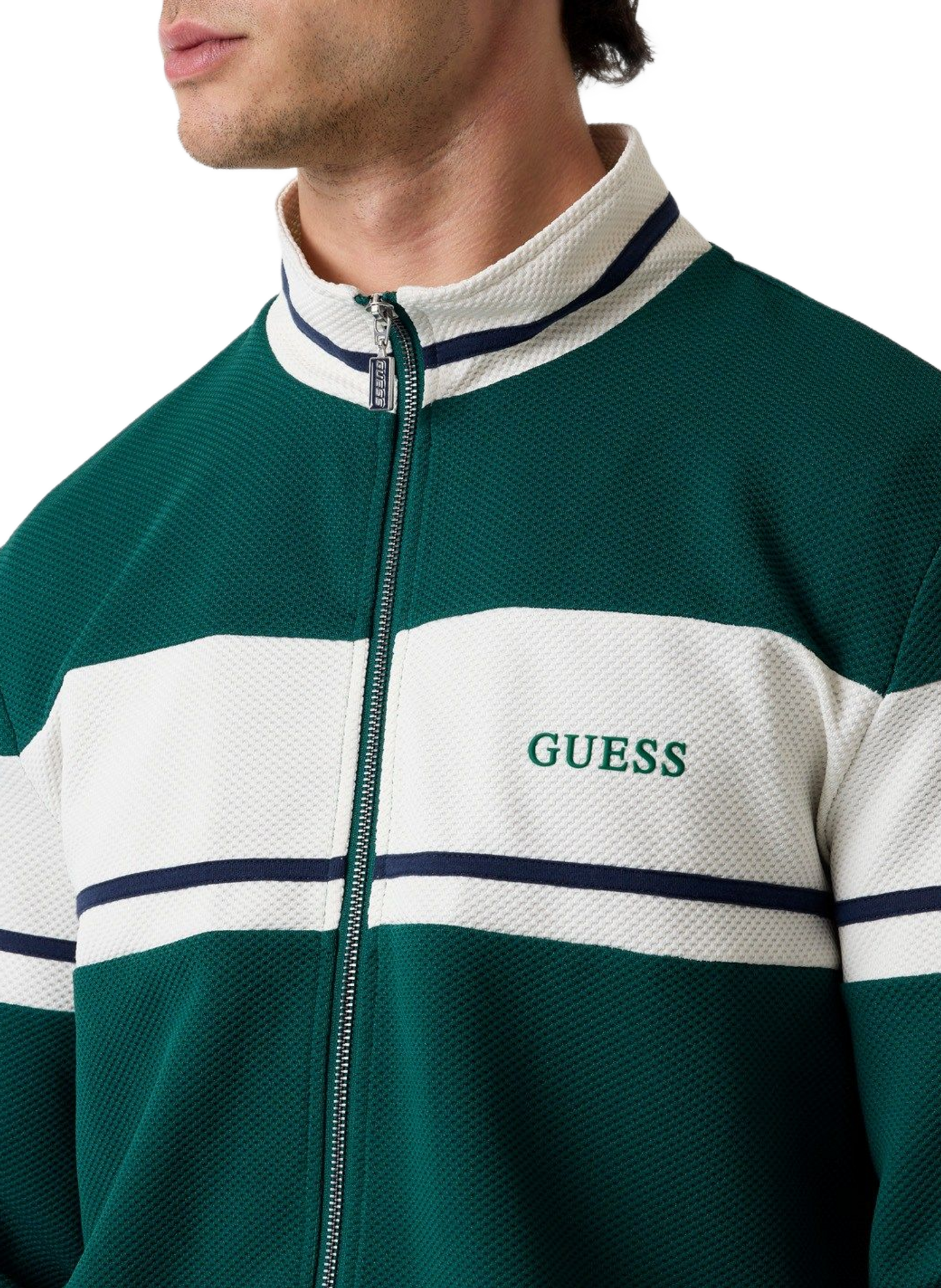 Zip-up sweatshirt with high collar GUESS Green