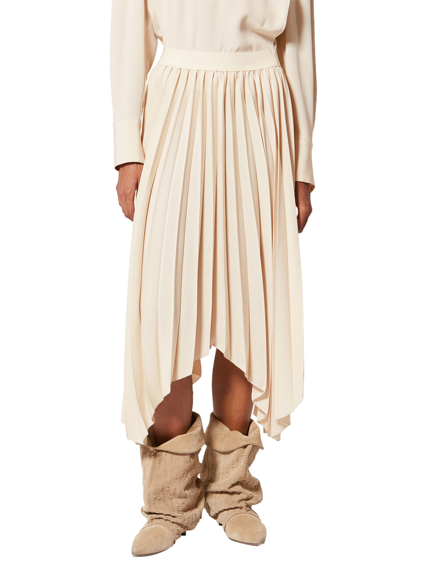 Pleated long skirt Felixa in flowing crepe ISABEL MARANT White