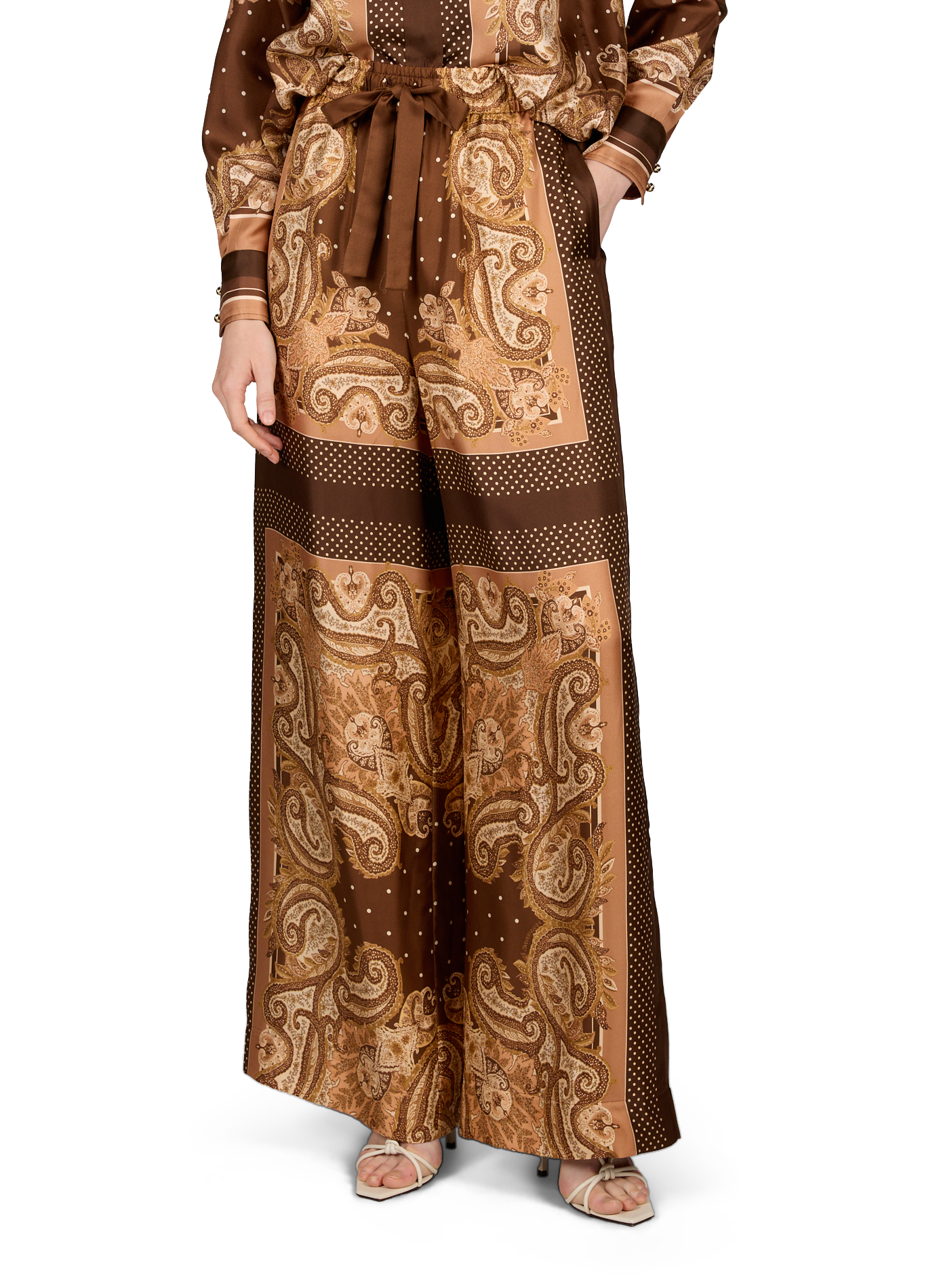 Printed silk Luna trousers ZIMMERMANN Brown