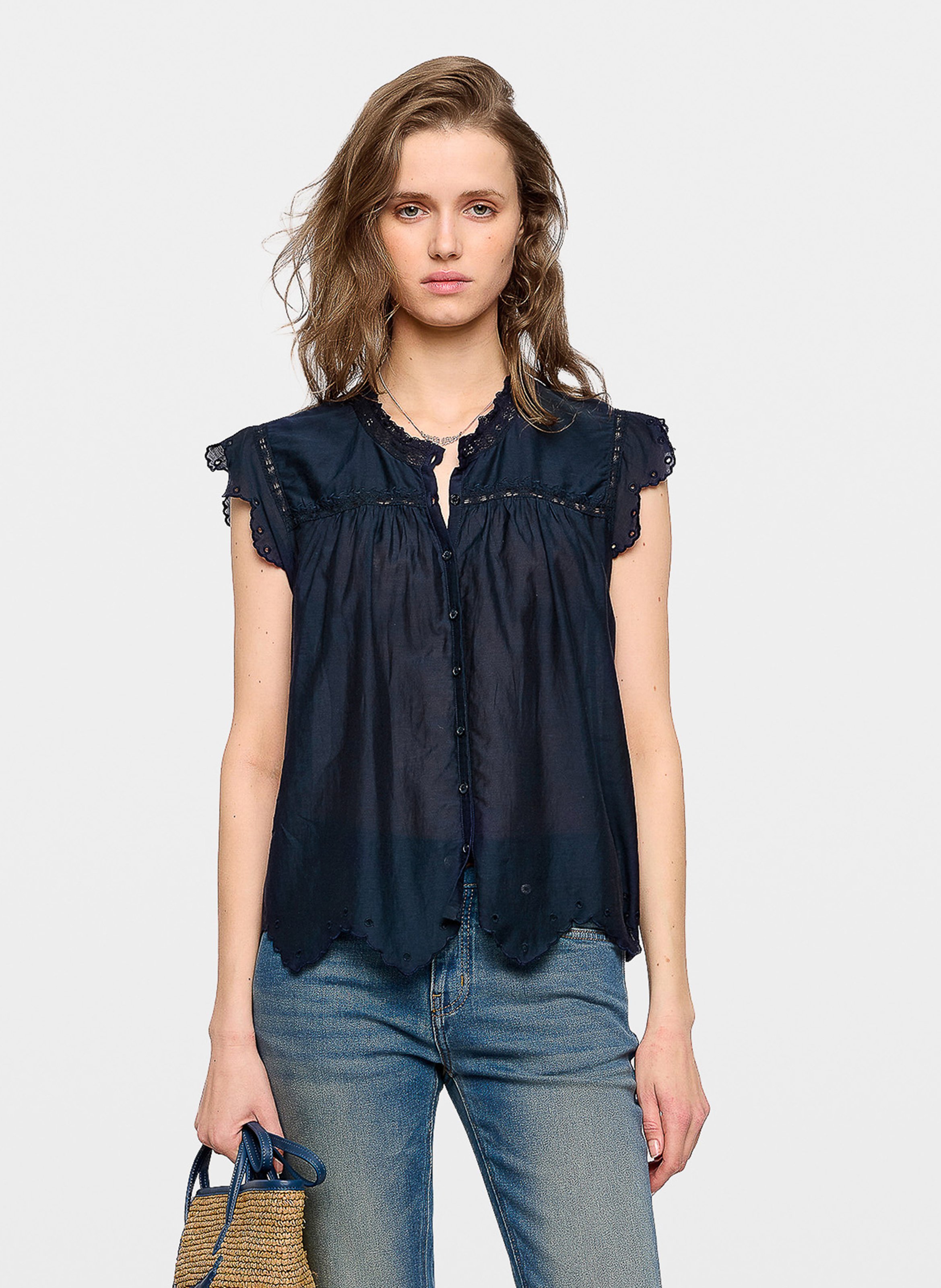 Round neck cotton top tika ZADIG&VOLTAIRE Blue
