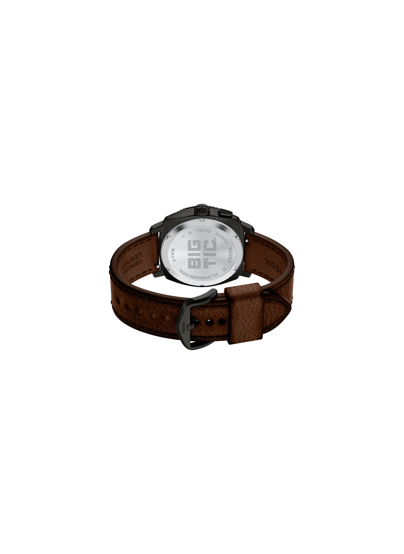 Montre quartz Machine Bic Tic en cuir FOSSIL Noir
