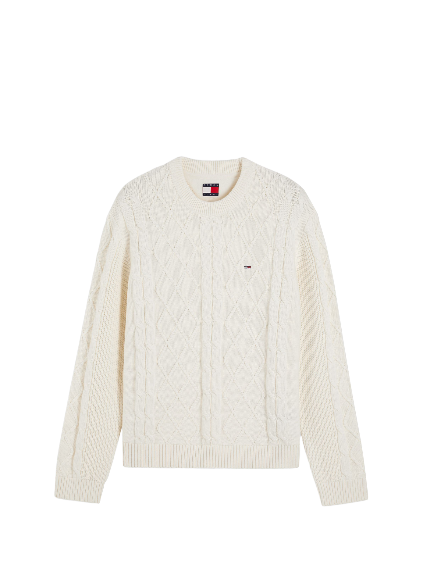 Twisted knit sweater with cotton logo TOMMY HILFIGER White