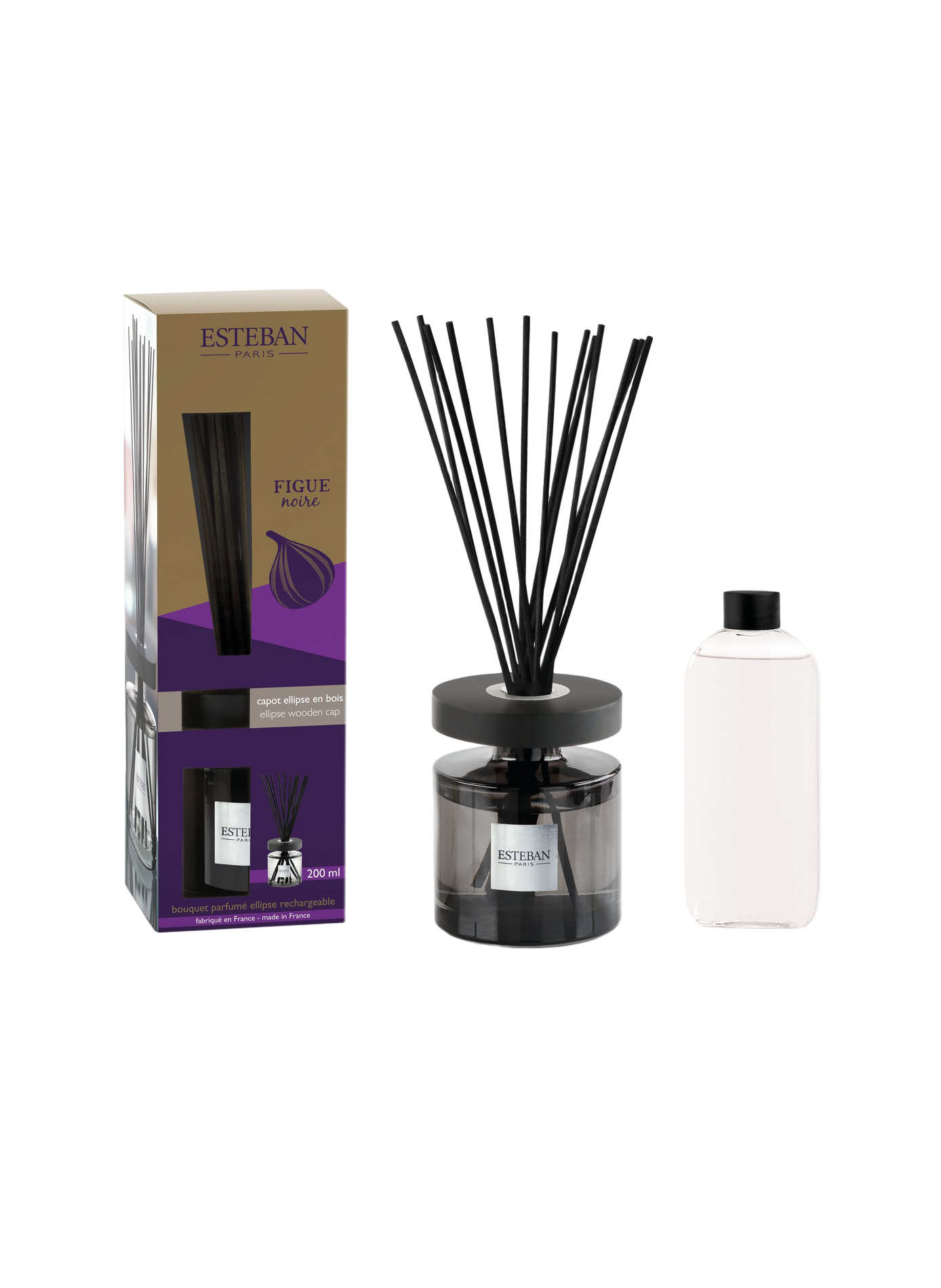 Refillable Ellipse Fragrance Bouquet Black Fig 200 ml ESTEBAN Purple
