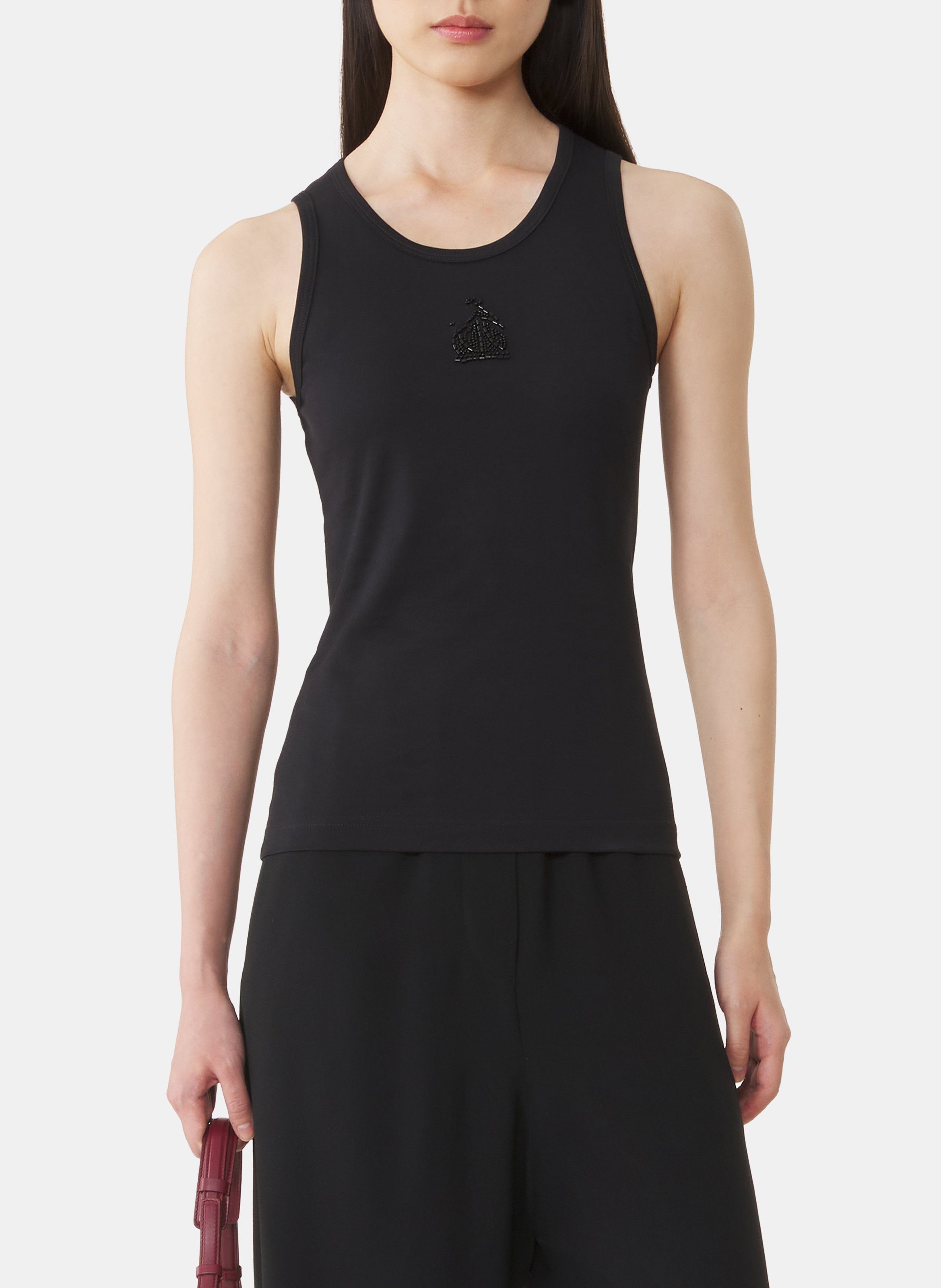 Débardeur brodé la mère et l'enfant en jersey LANVIN Noir