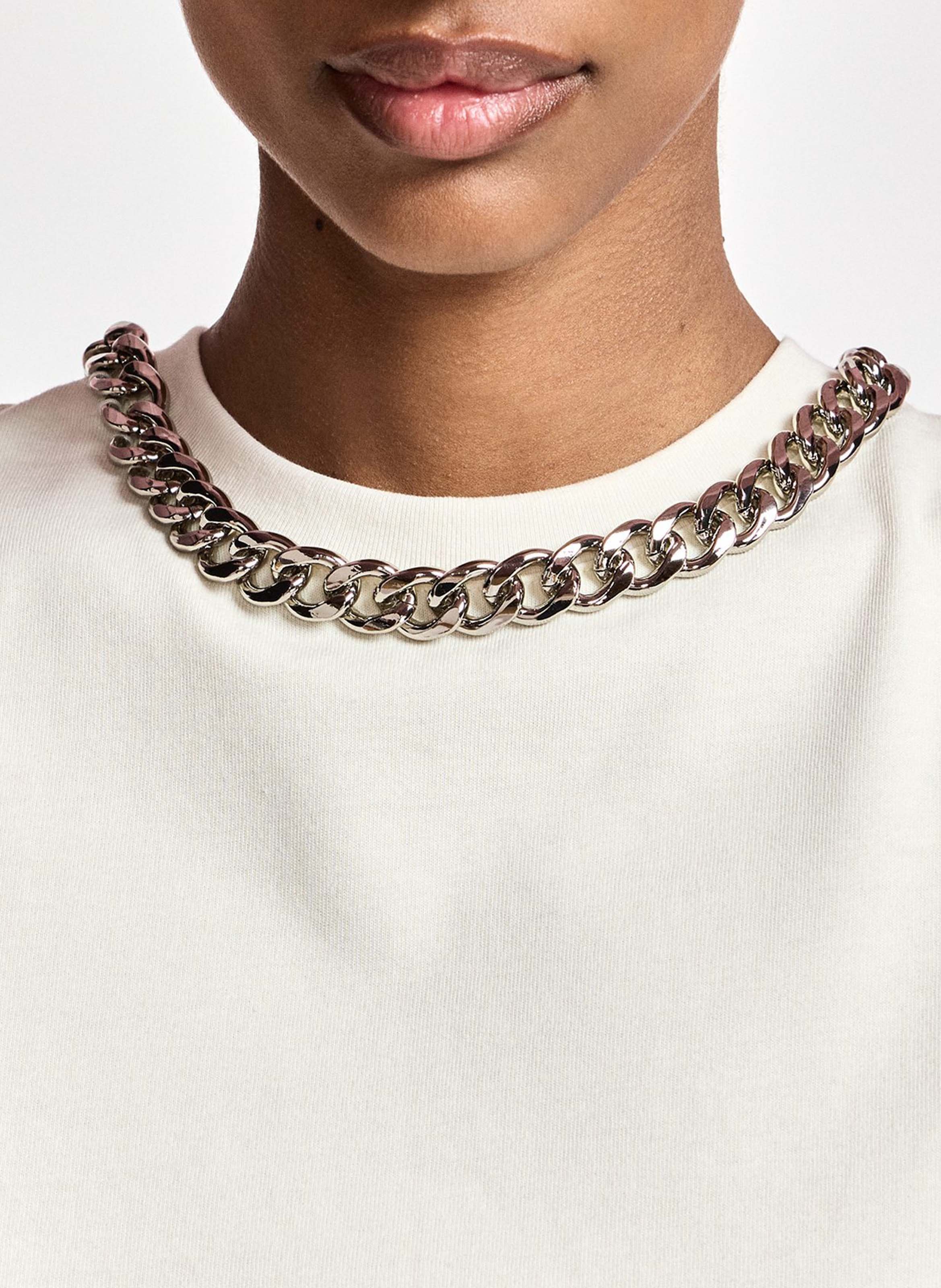 T-shirt ample avec collier en chaîne en coton bio klaim ESSENTIEL ANTWERP Blanc