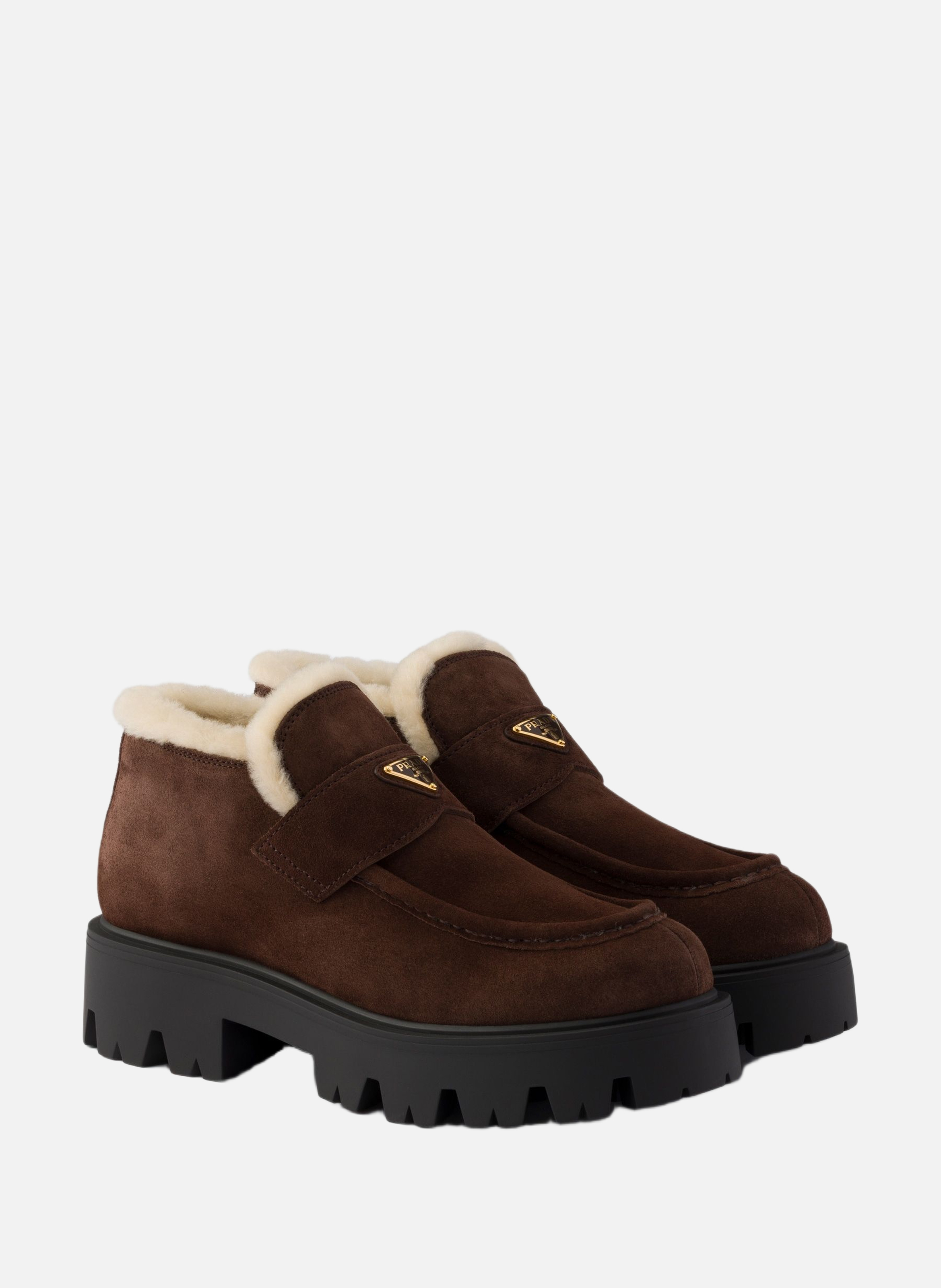 Mocassins en veau velours PRADA Marron