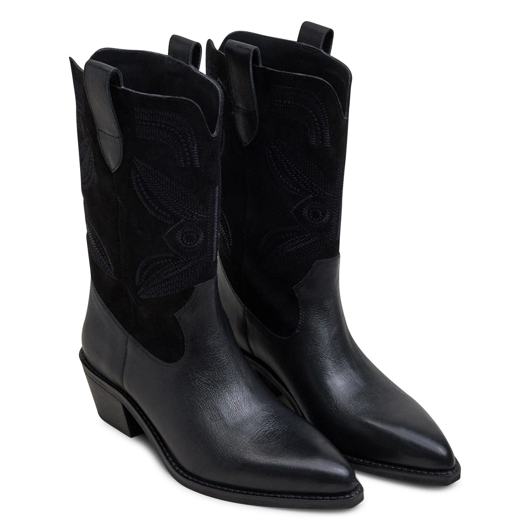 Bottes à bouts pointus et surpiqures en cuir tatiana JONAK Noir