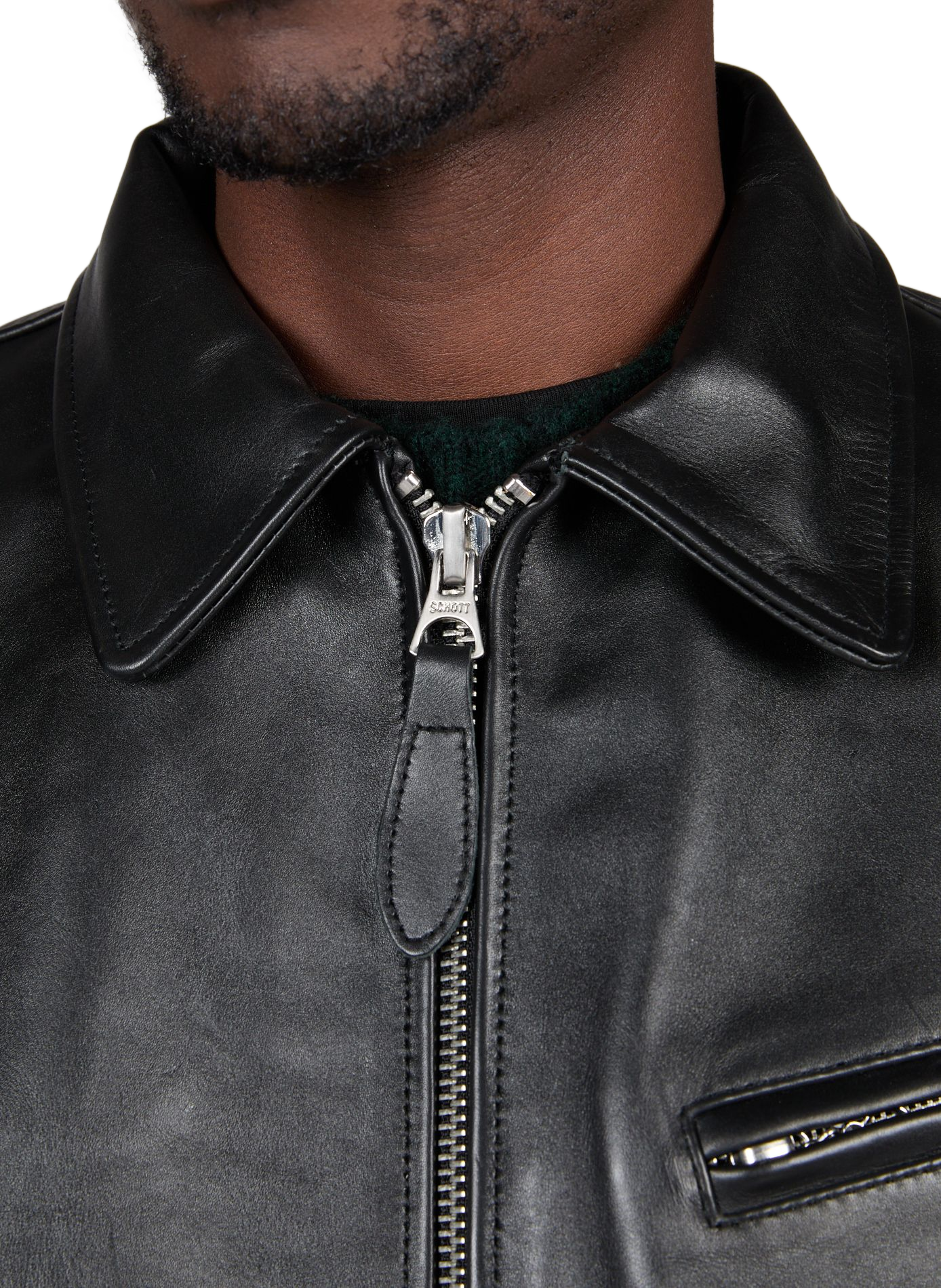 Straight leather jacket SCHOTT Black