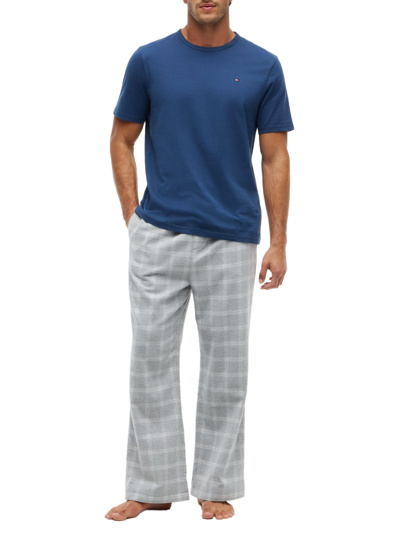 Pantalon de pyjama à carreaux en coton TOMMY HILFIGER Gris