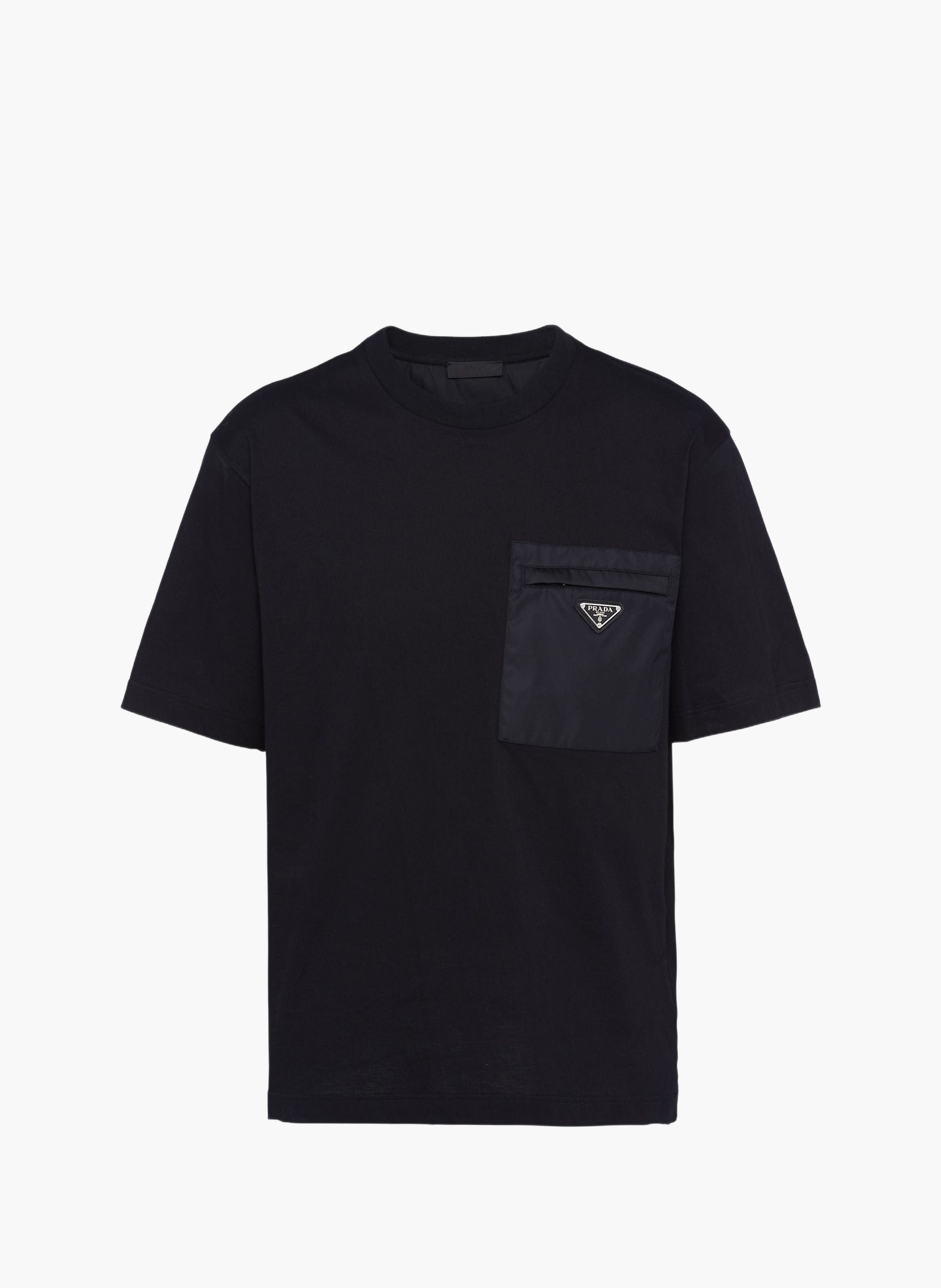 T-shirt en re-nylon et jersey PRADA Noir