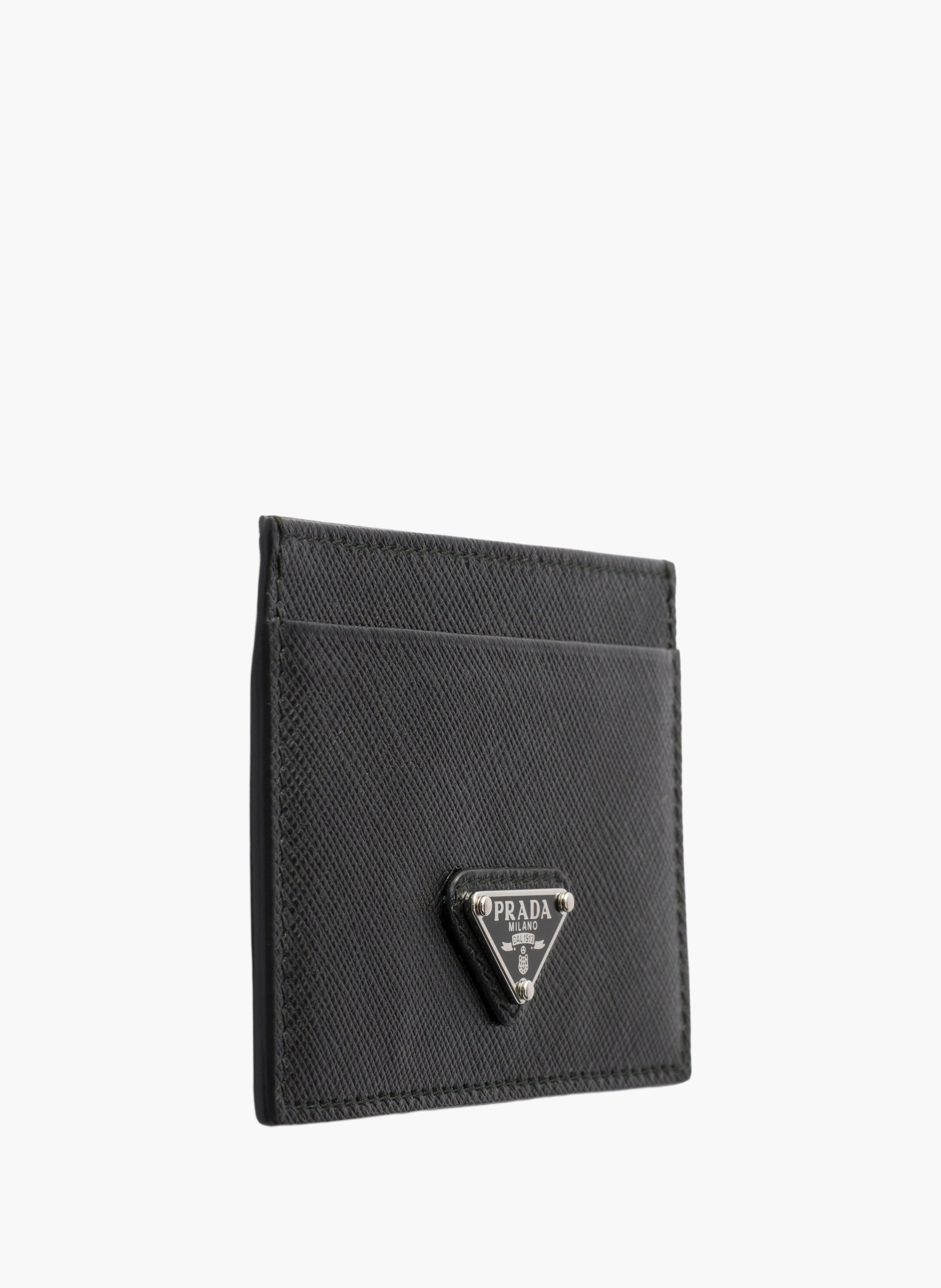 Porte-cartes en cuir saffiano PRADA Noir