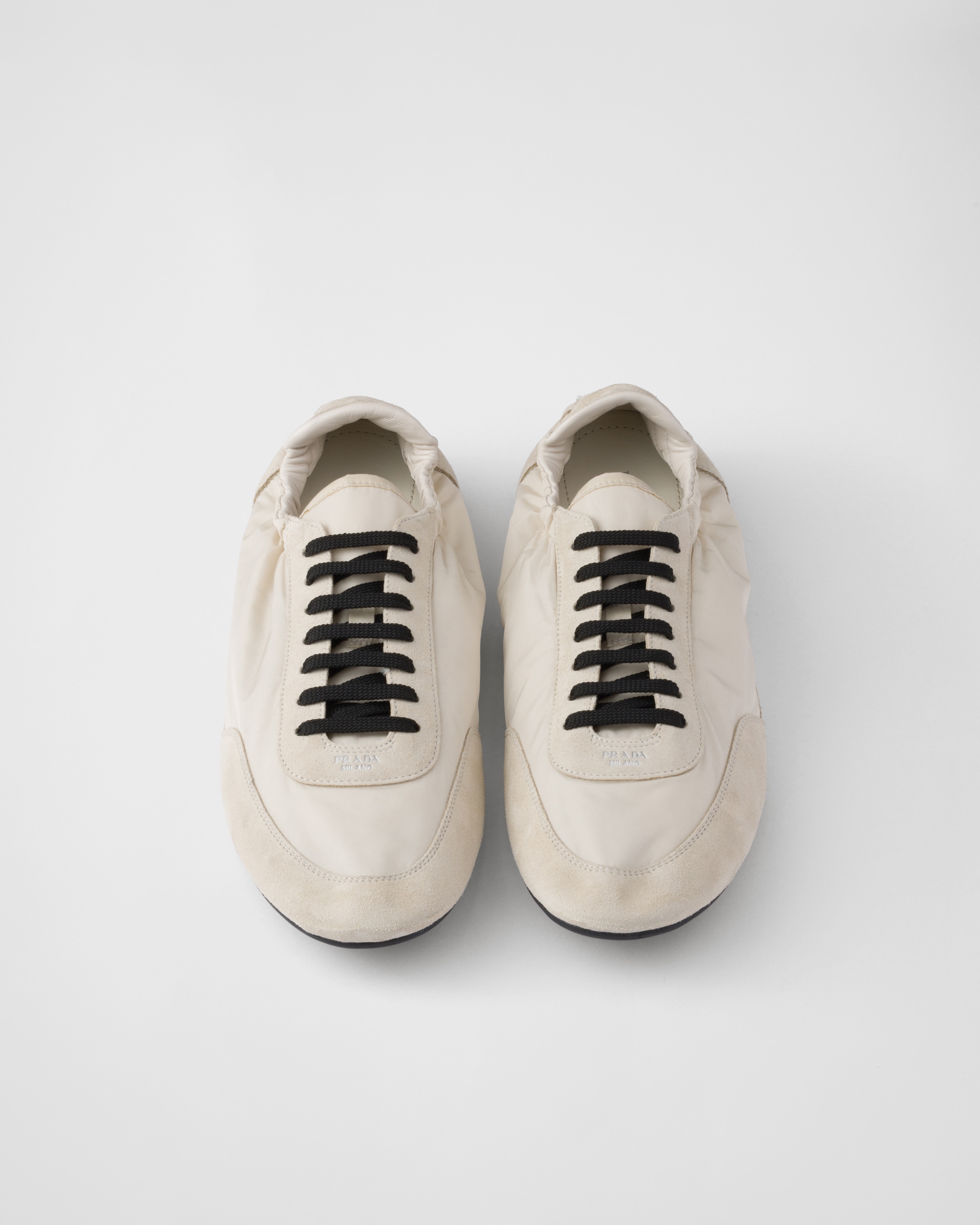 Sneakers élastiques collapse en re-nylon et veau v PRADA Beige