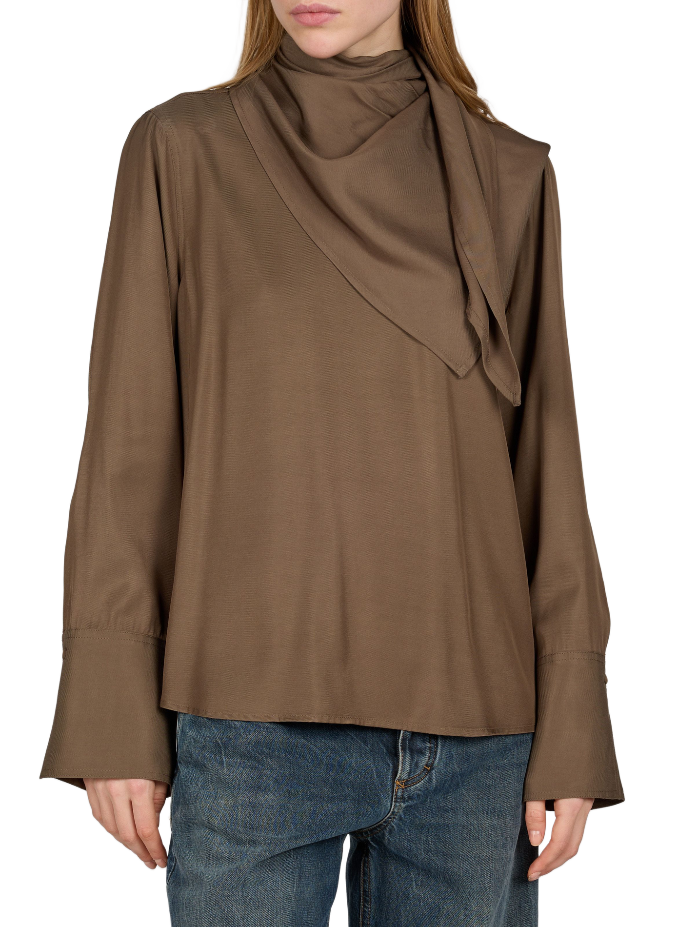 Fluid high-neck straight top ROUGE EDIT Brown