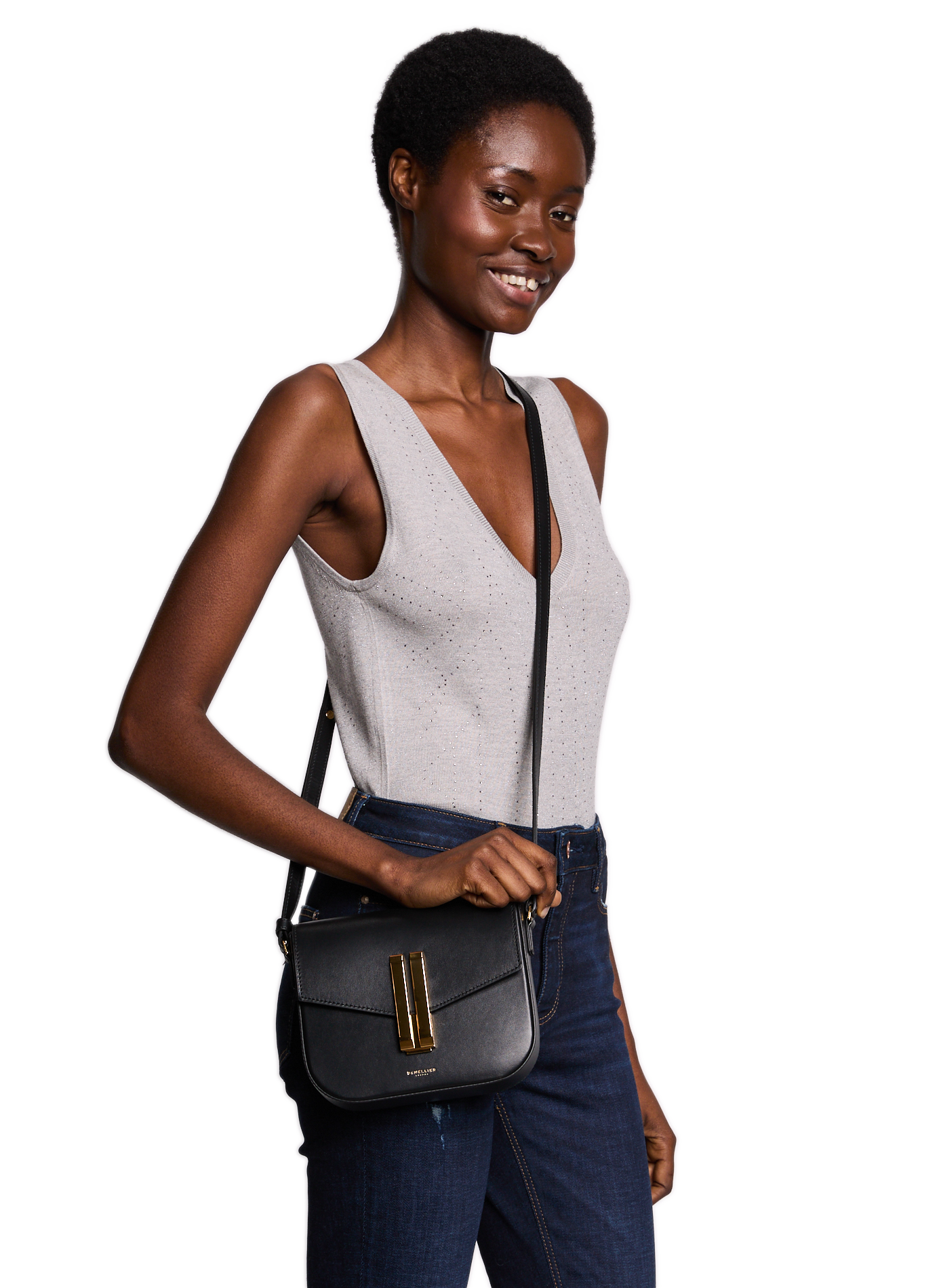 Sac bandoulière en cuir DEMELLIER LONDON Noir