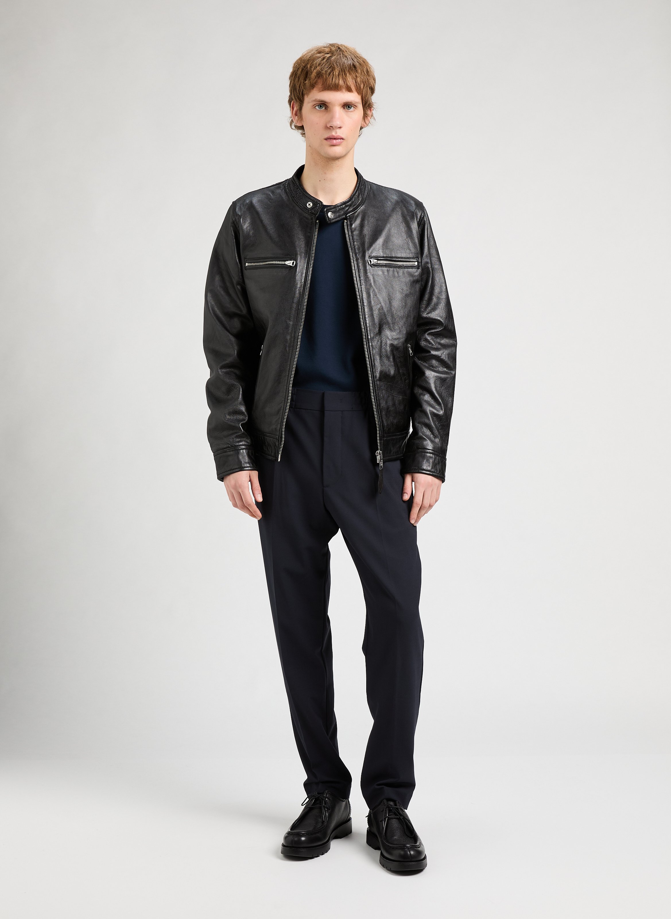 Veste en cuir Newport SCHOTT Noir