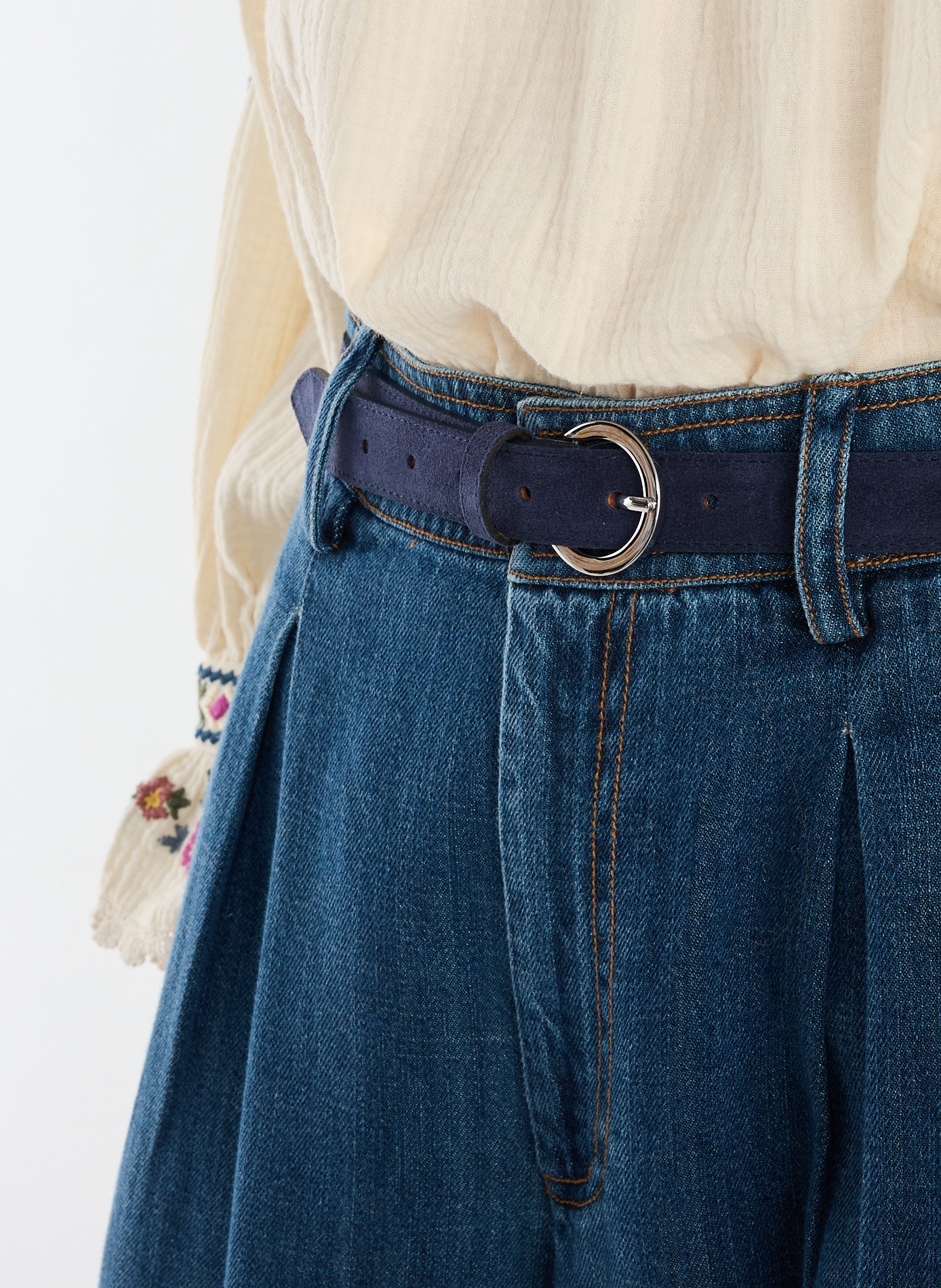 Ceinture en cuir suédé SAISON 1865 Bleu