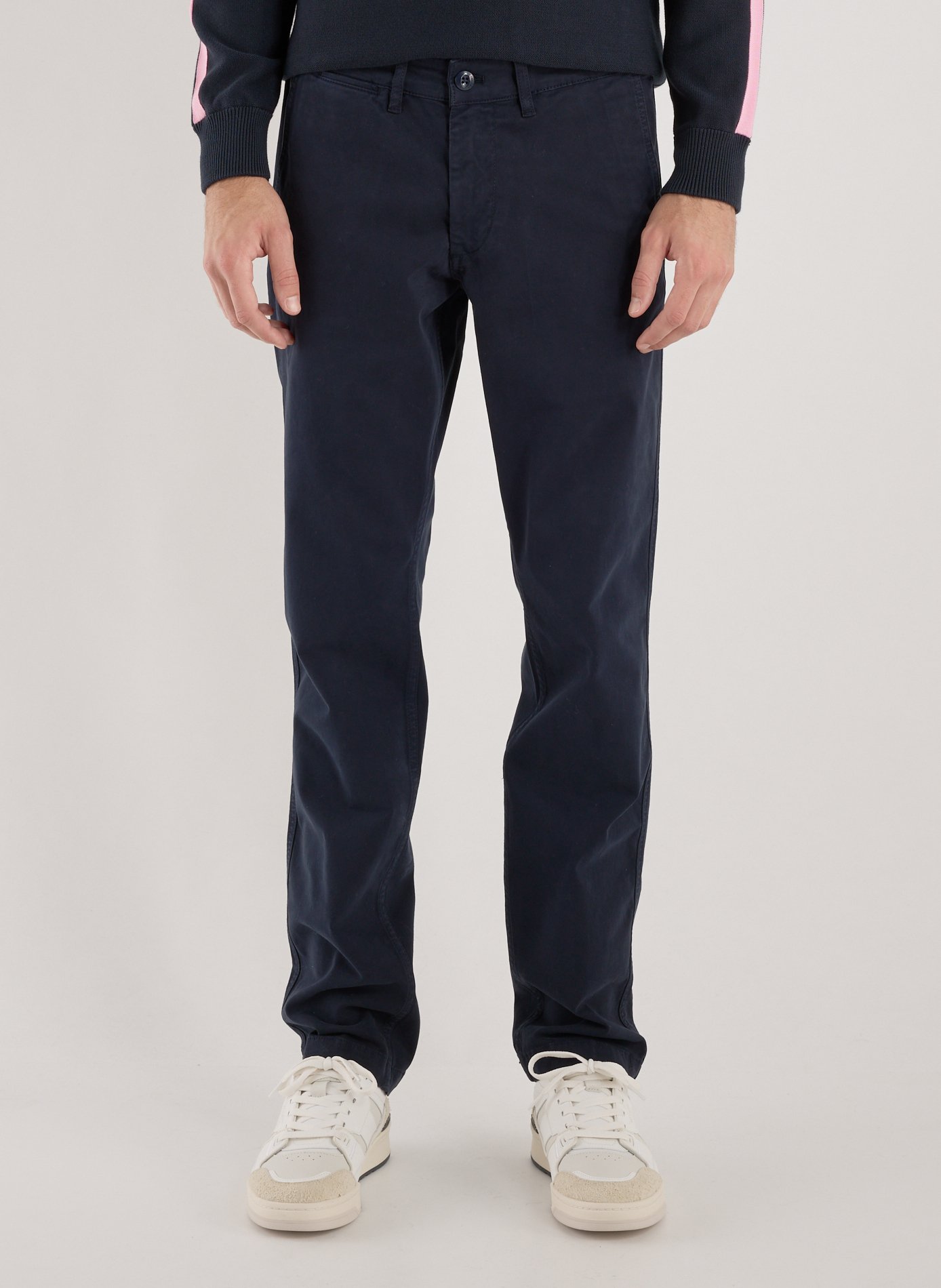 EDEN PARK Pantalon droit uni en coton mélangé Bleu