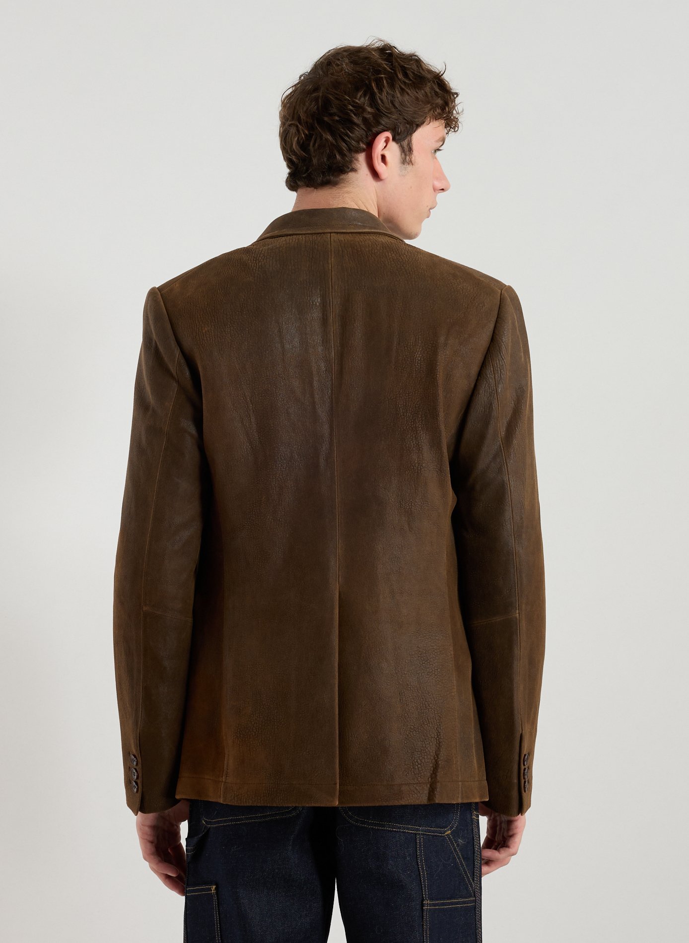 Lamb leather blazer SEAN SUEN Brown