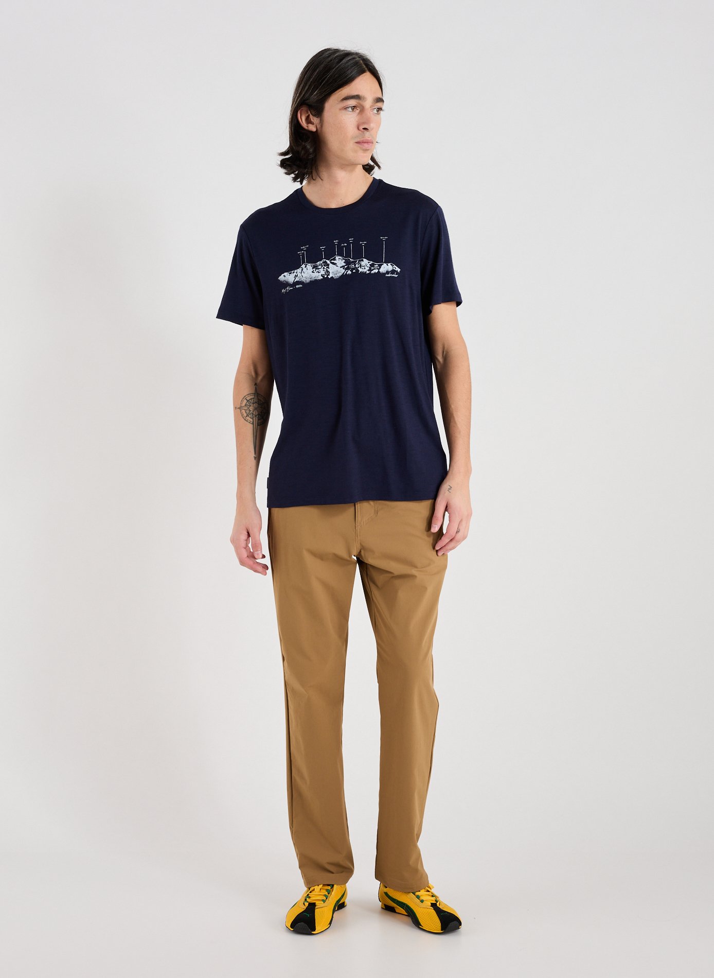 Printed wool T-shirt Blue