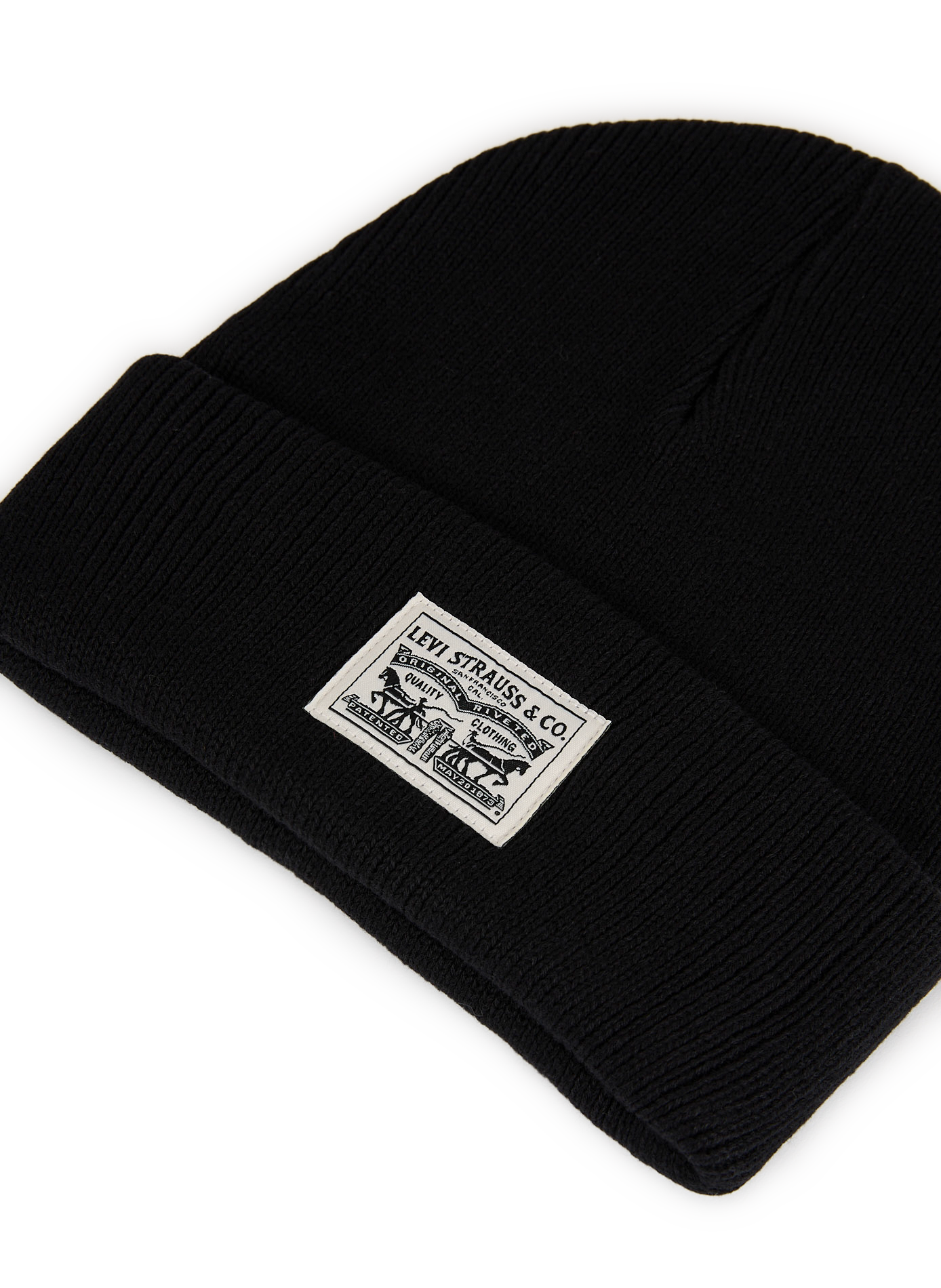 Bonnet en maille en coton LEVIS ACCESSOIRES Noir