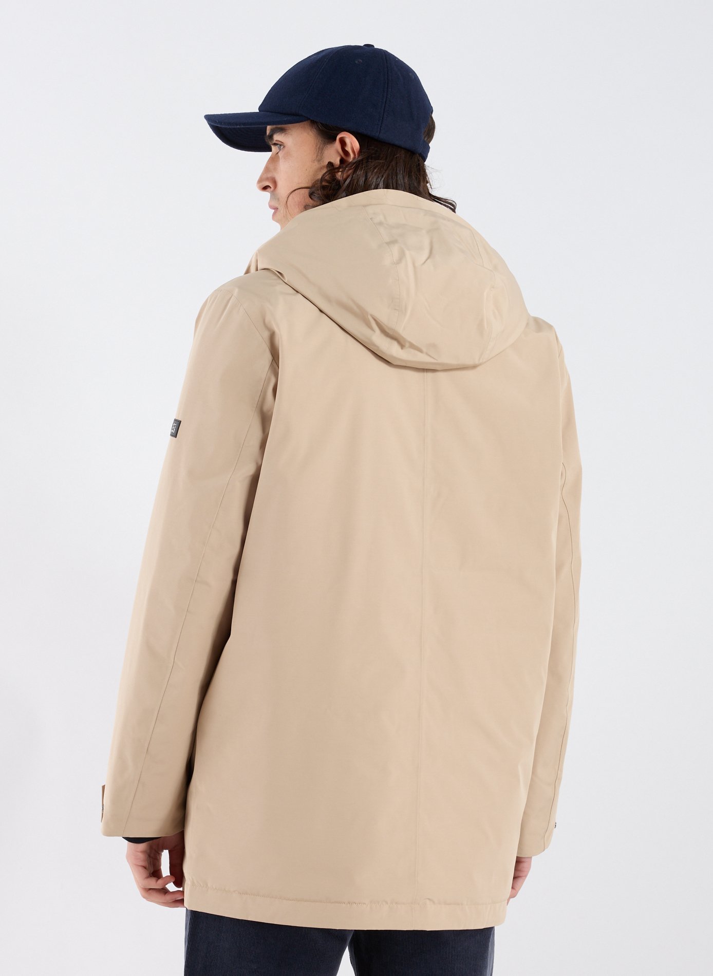 Mid-length straight parka with hood MTD AIGLE Brown