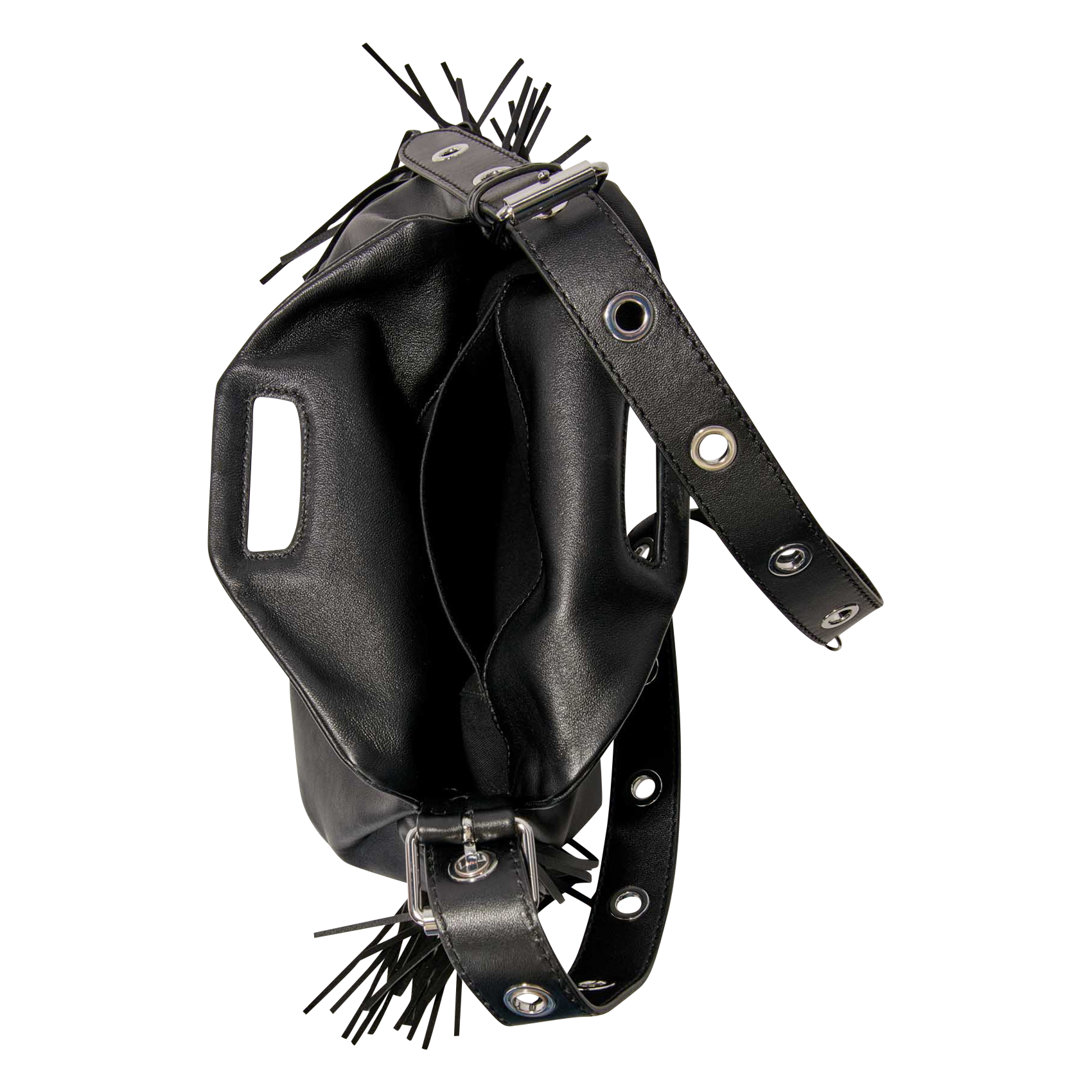 Sac bandoulière en cuir lisse miss m MAJE Noir