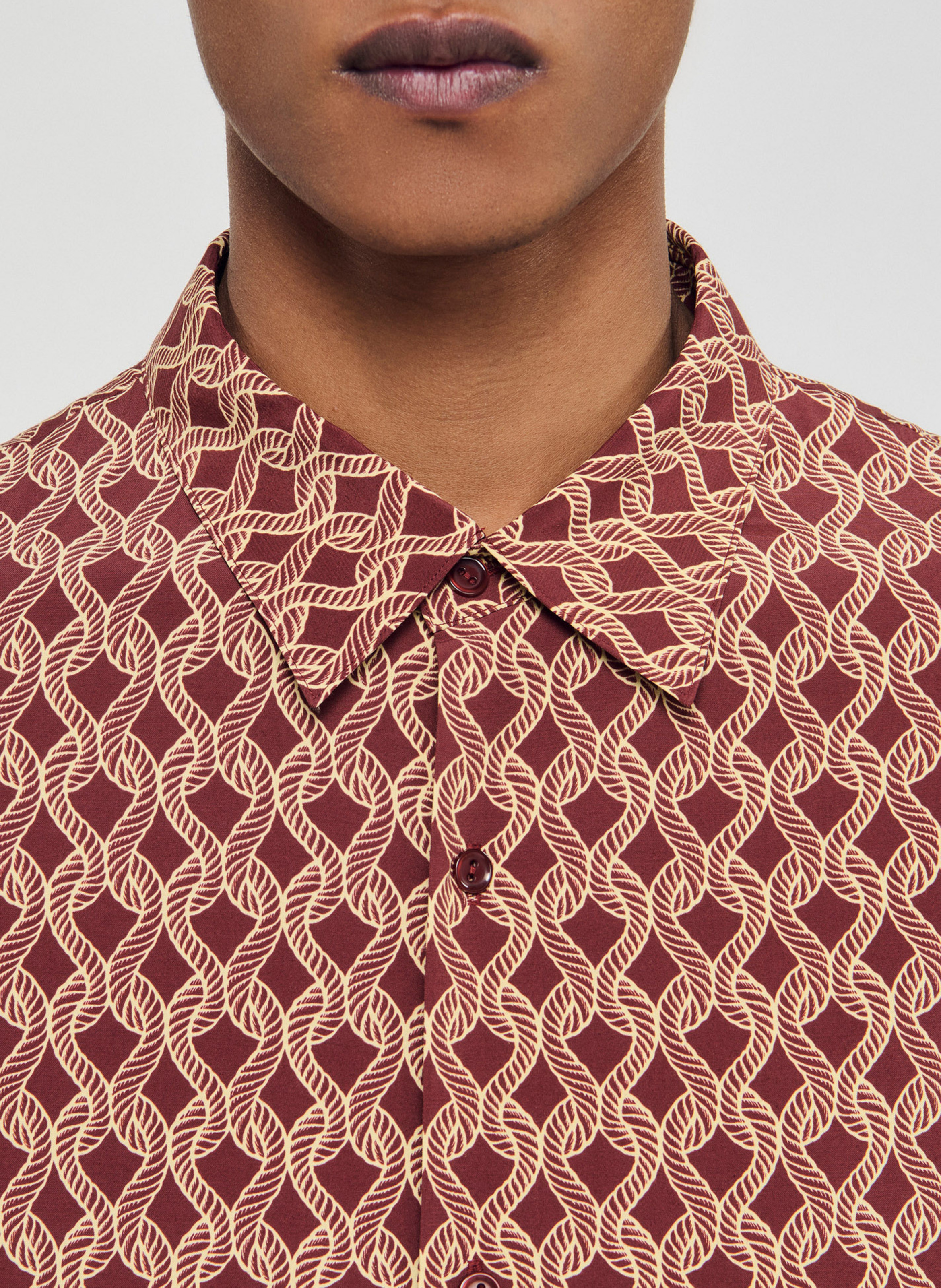 Chemise col classique imprimé SANDRO Marron