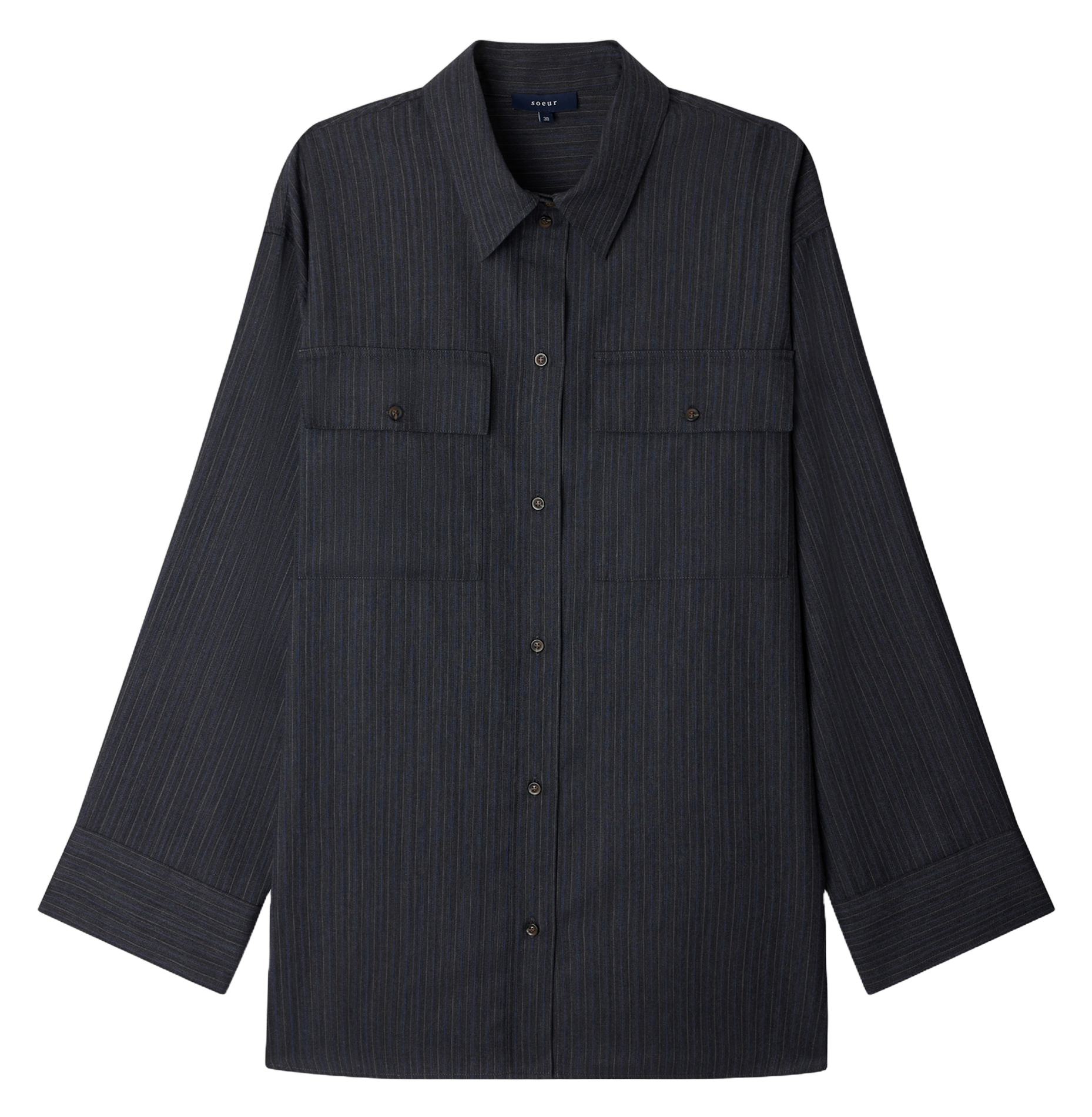 Chemise rayée en laine et en coton mélangés filipa SOEUR Gris