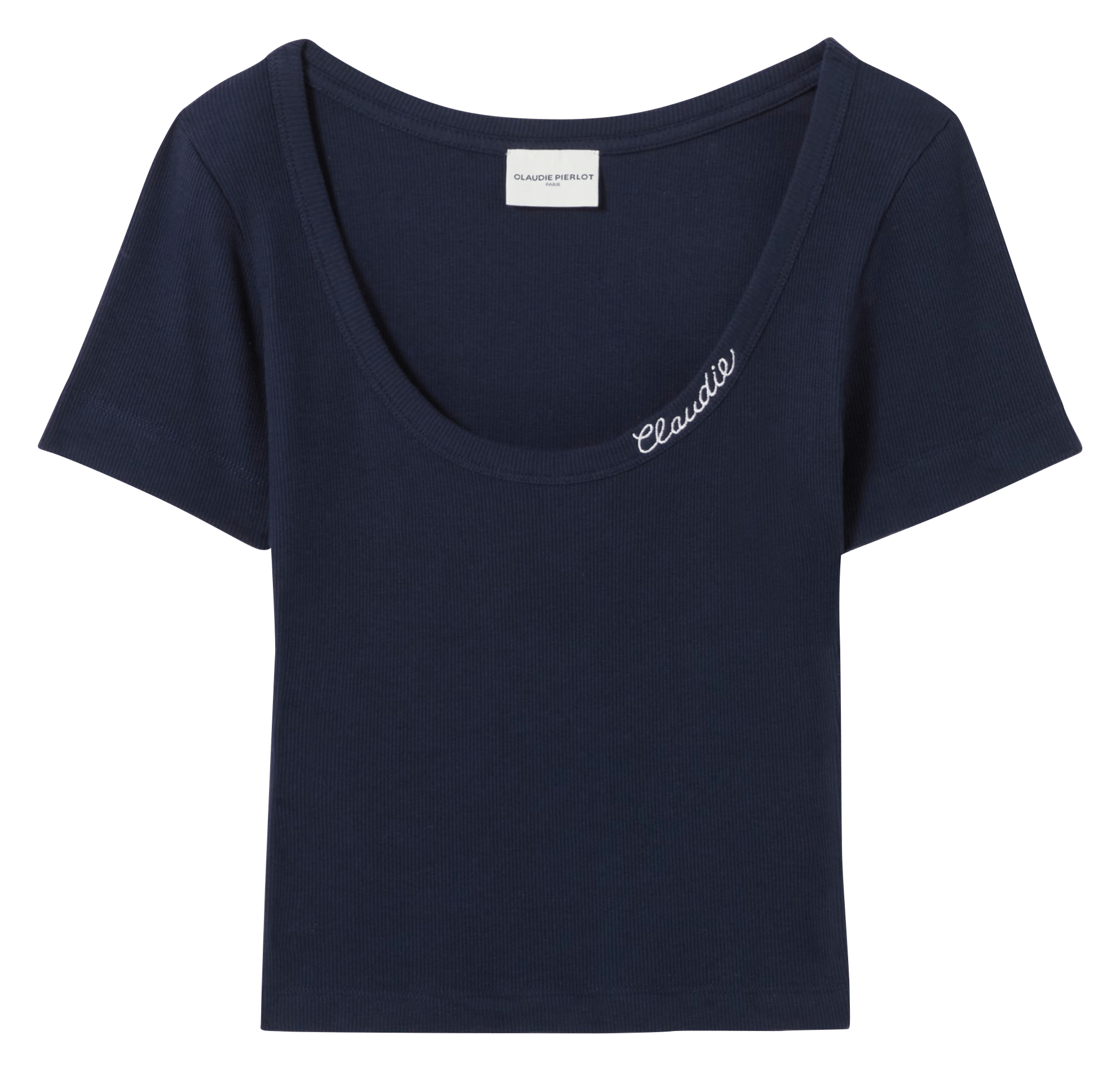 Tee-shirt court col rond ajusté CLAUDIE PIERLOT Bleu