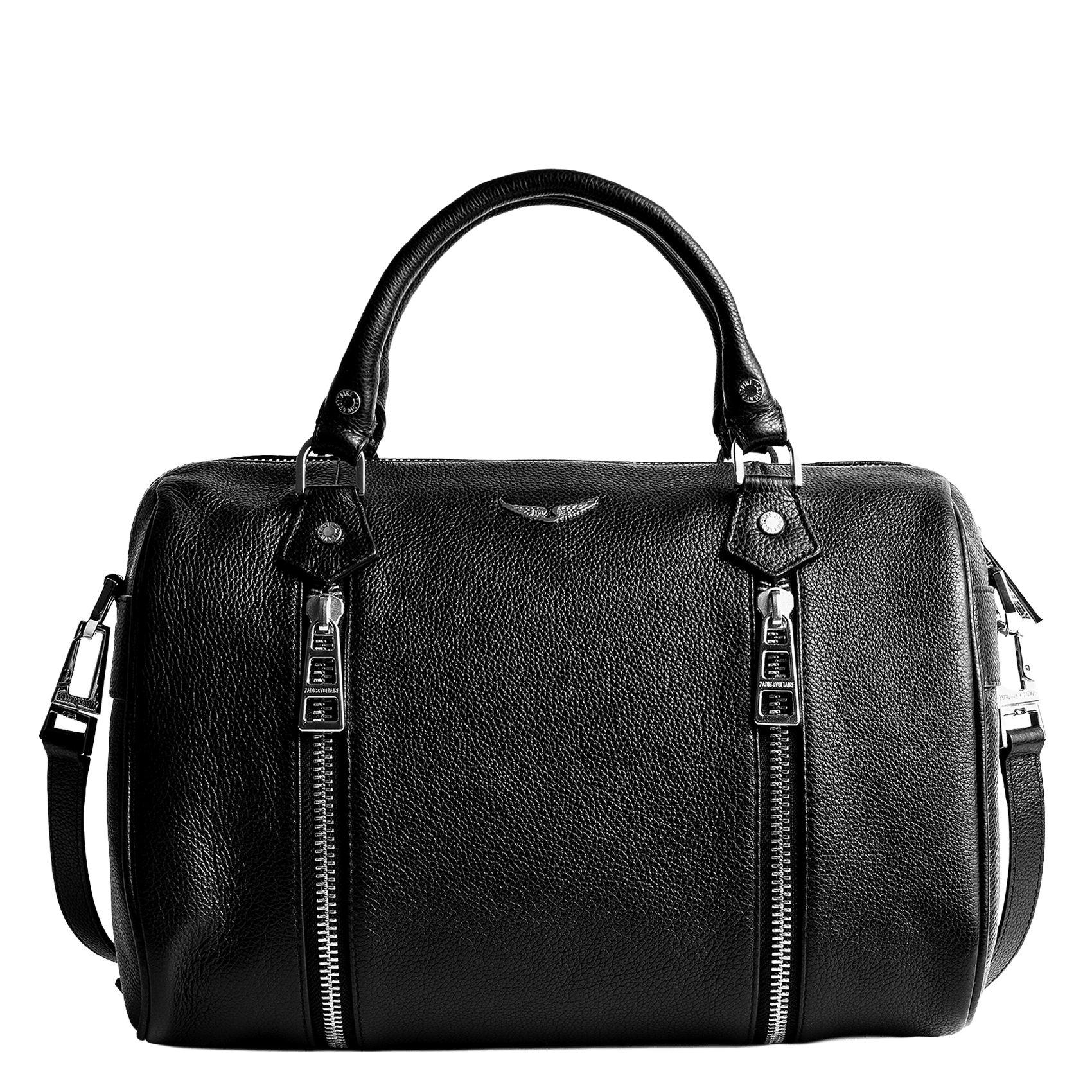 Sac rond zippé en cuir grainé sunny medium ZADIG&VOLTAIRE Noir